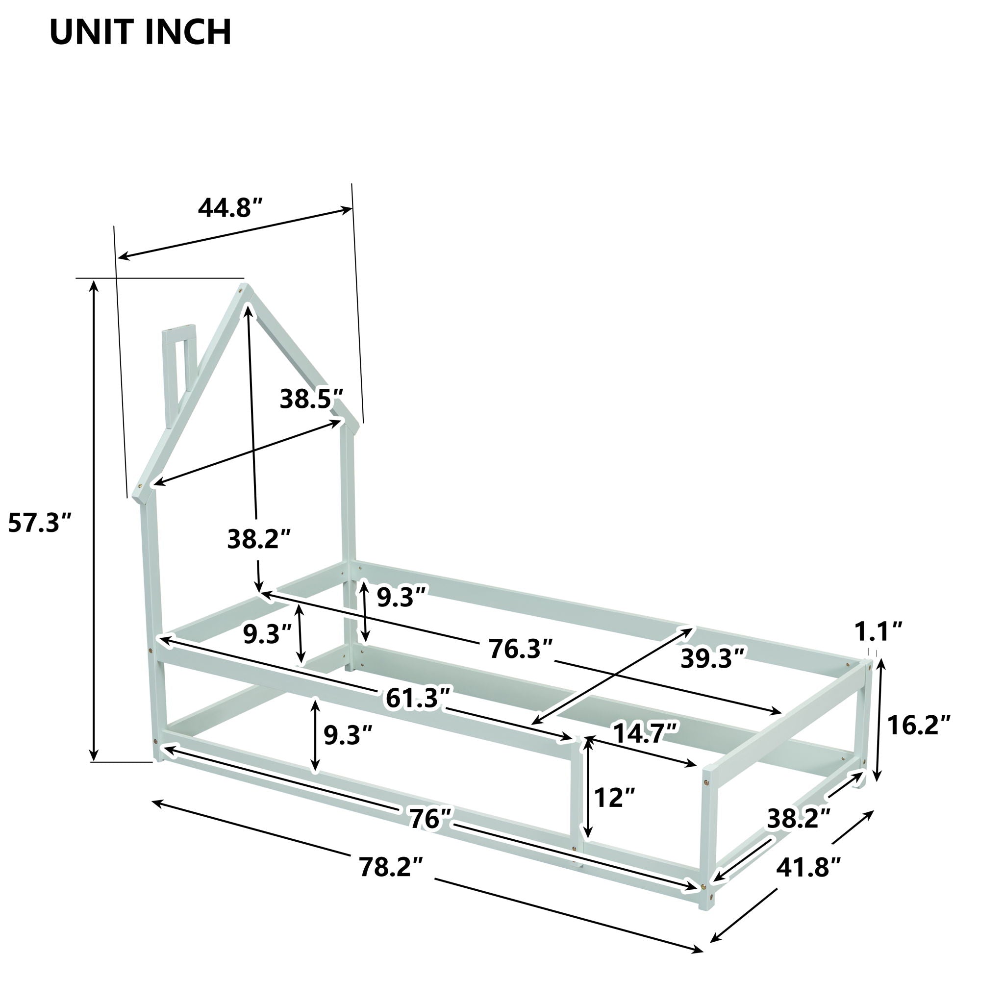 Wood Bed With House Shaped Headboard Floor Bed With Fences
