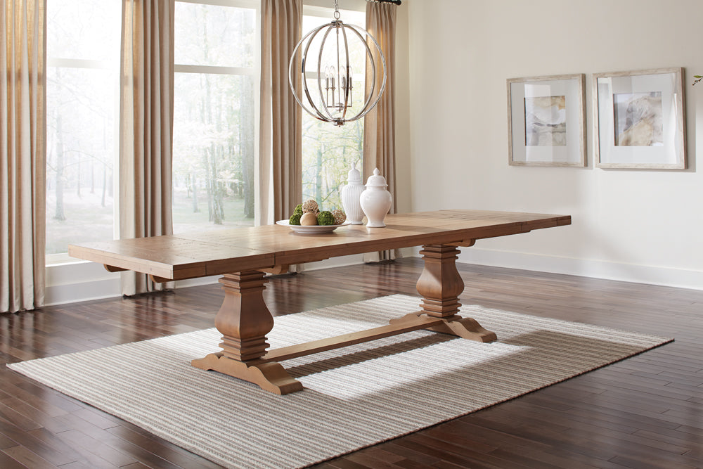 Florence 126-inch Extension Dining Table Rustic Honey-CoasterElevations