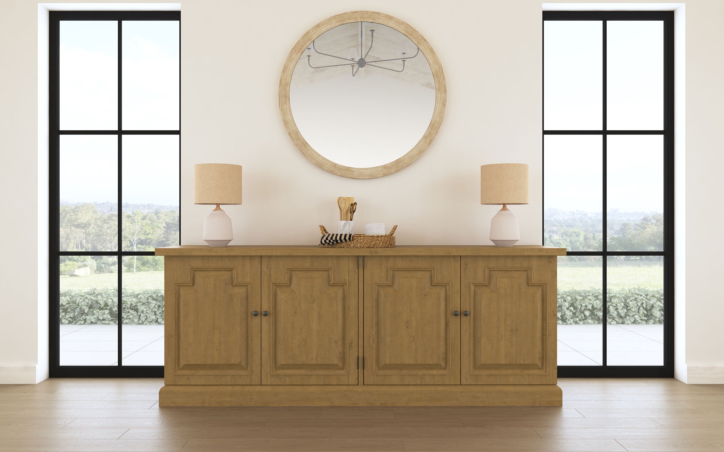 Florence 4-door Dining Sideboard Buffet Cabinet Rustic Honey-CoasterElevations