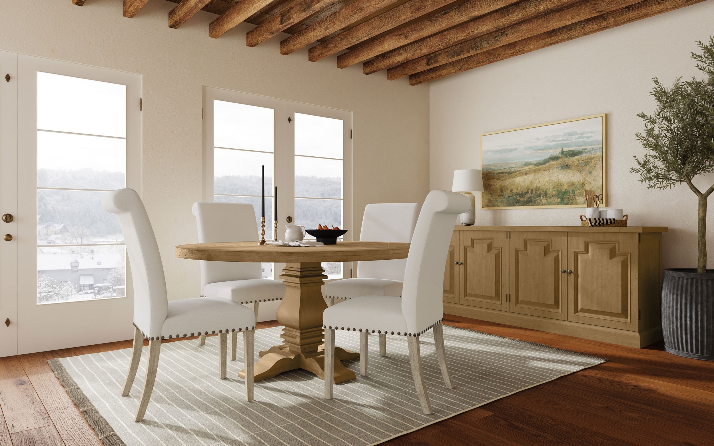 Florence 4-door Dining Sideboard Buffet Cabinet Rustic Honey-CoasterElevations