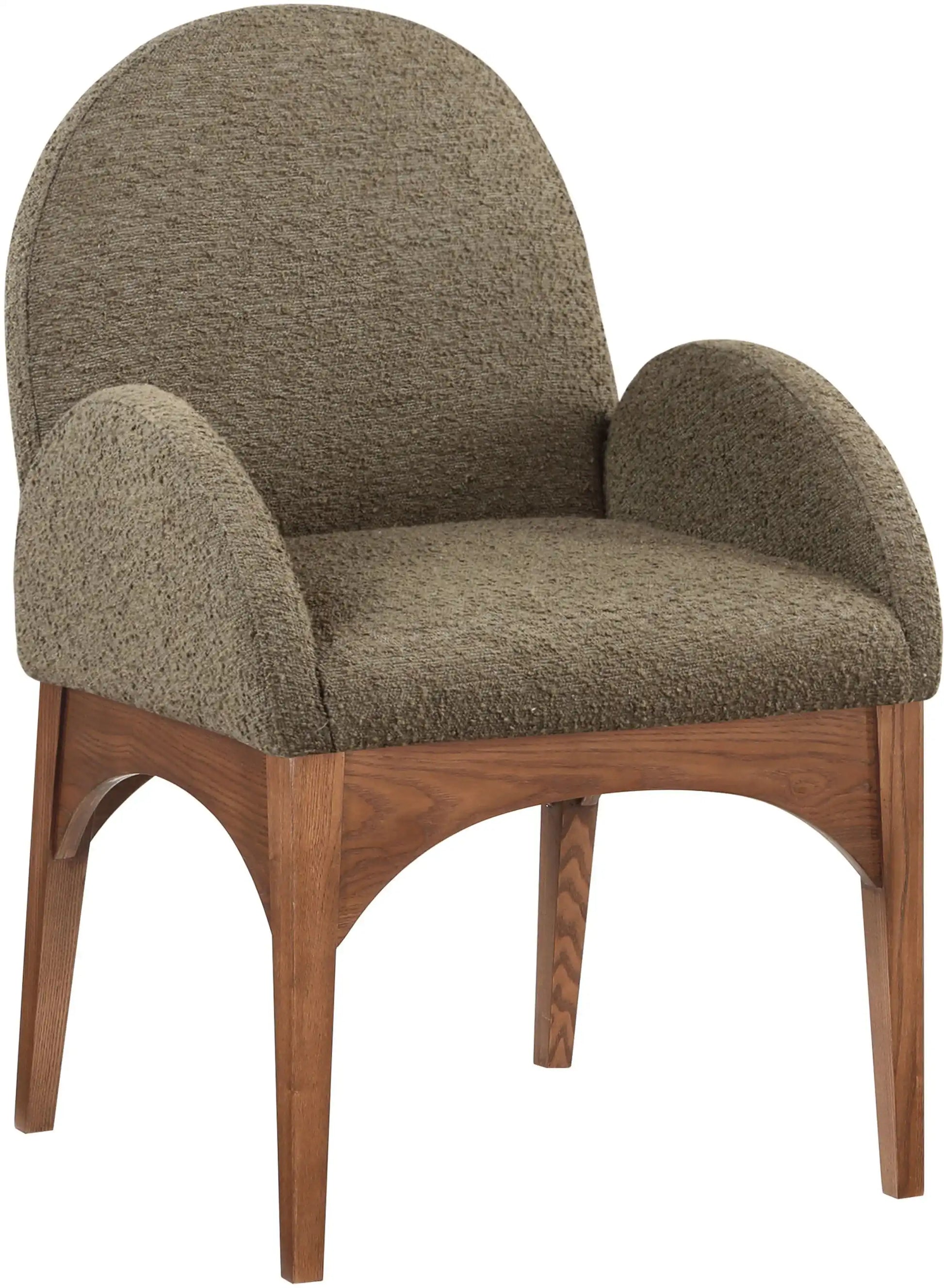 Waldorf - Boucle Dining Arm Chair With Brown Legs - Best Buy Furniture