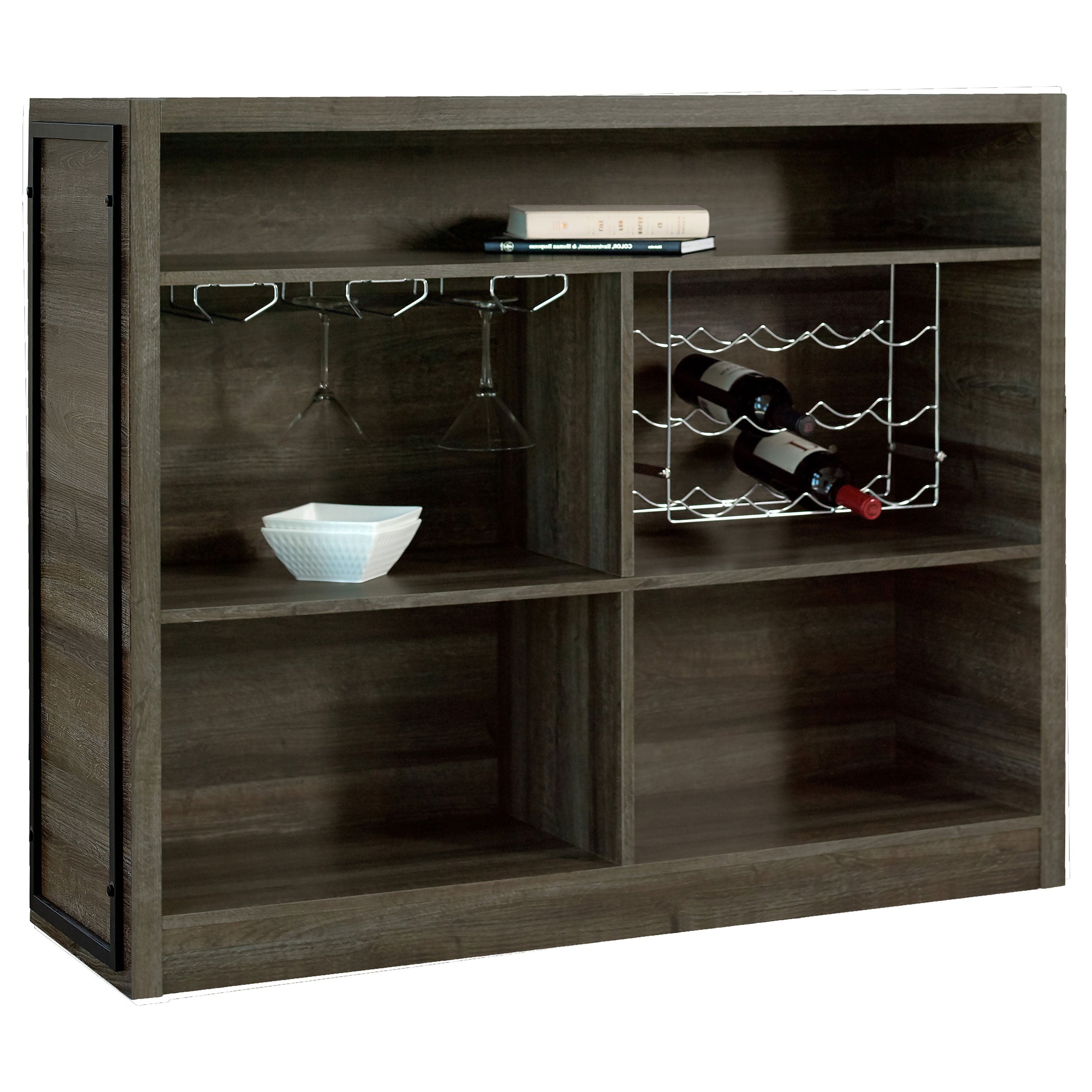 Joe 5-shelf Composite Wood Home Bar Wine Cabinet Aged Oak-CoasterEveryday