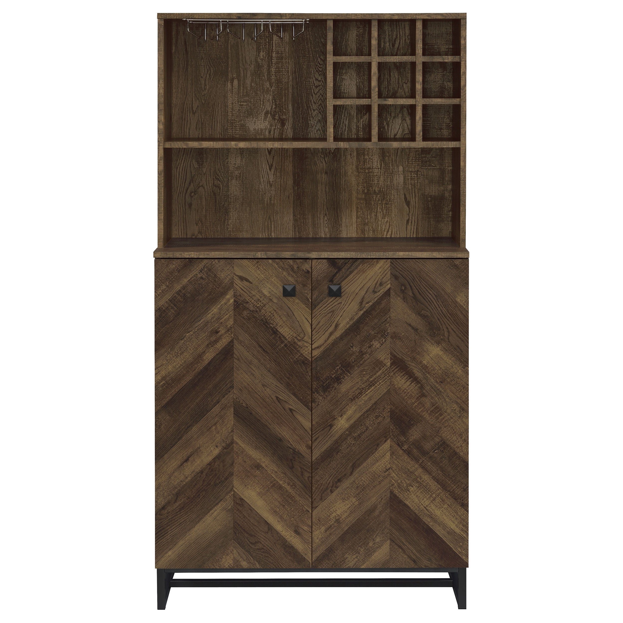 Mendoza 2-door Home Bar Cabinet Wine Storage Rustic Oak-CoasterEveryday