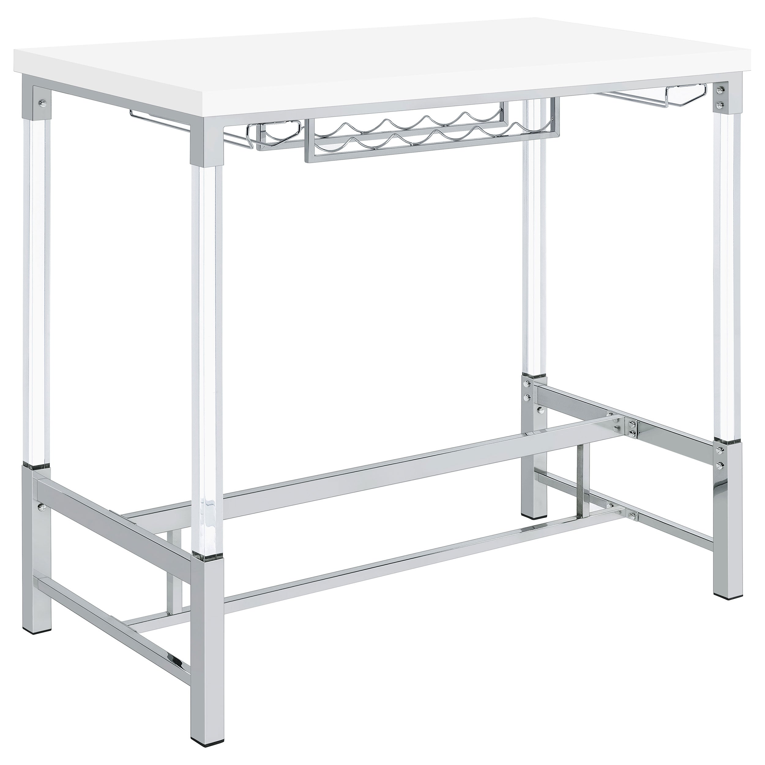 Norcrest 47-inch Acrylic Leg Bar Table White High Gloss-