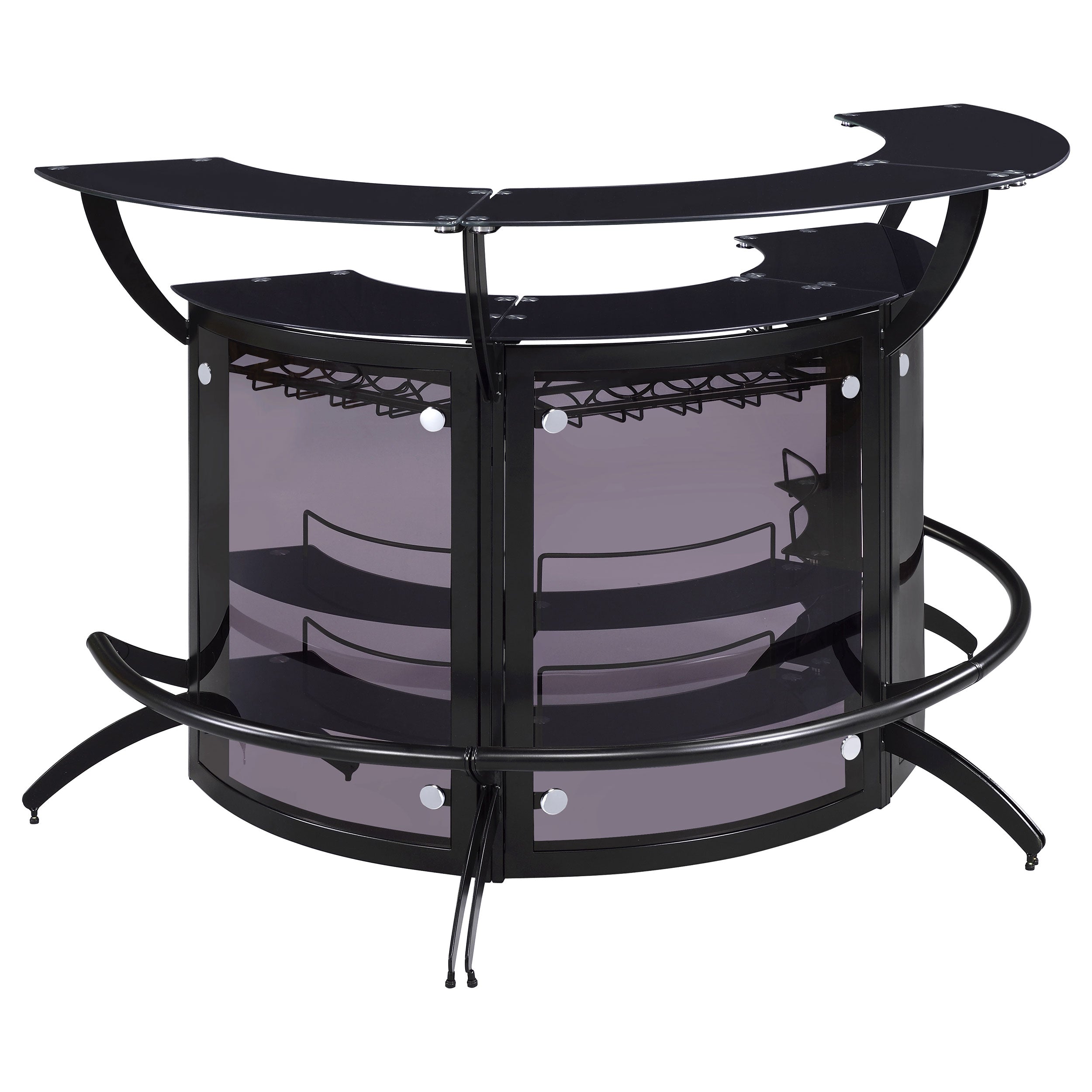 Dallas 3-piece Curved Freestanding Home Bar Cabinet Black-CoasterEssence