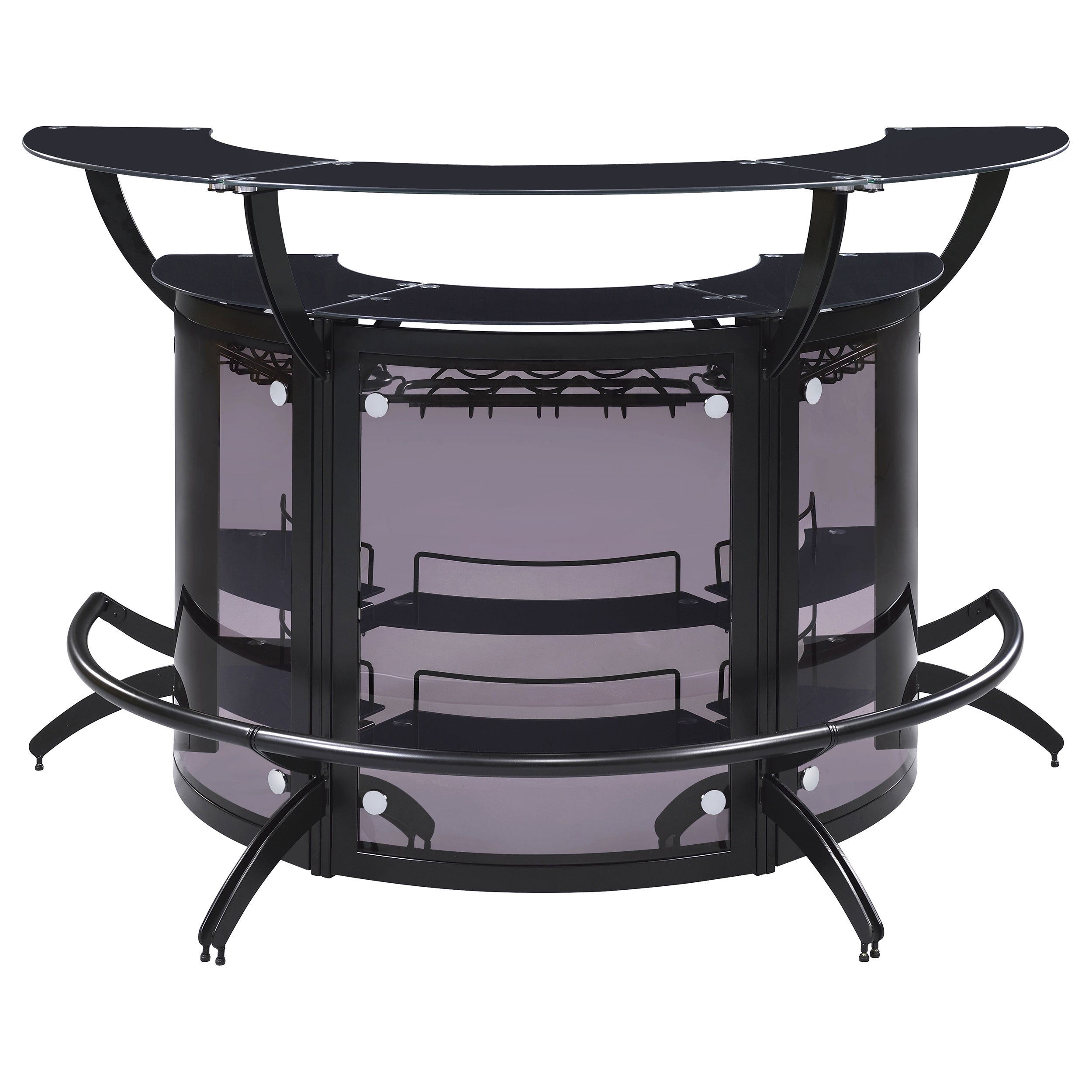 Dallas 3-piece Curved Freestanding Home Bar Cabinet Black-CoasterEssence