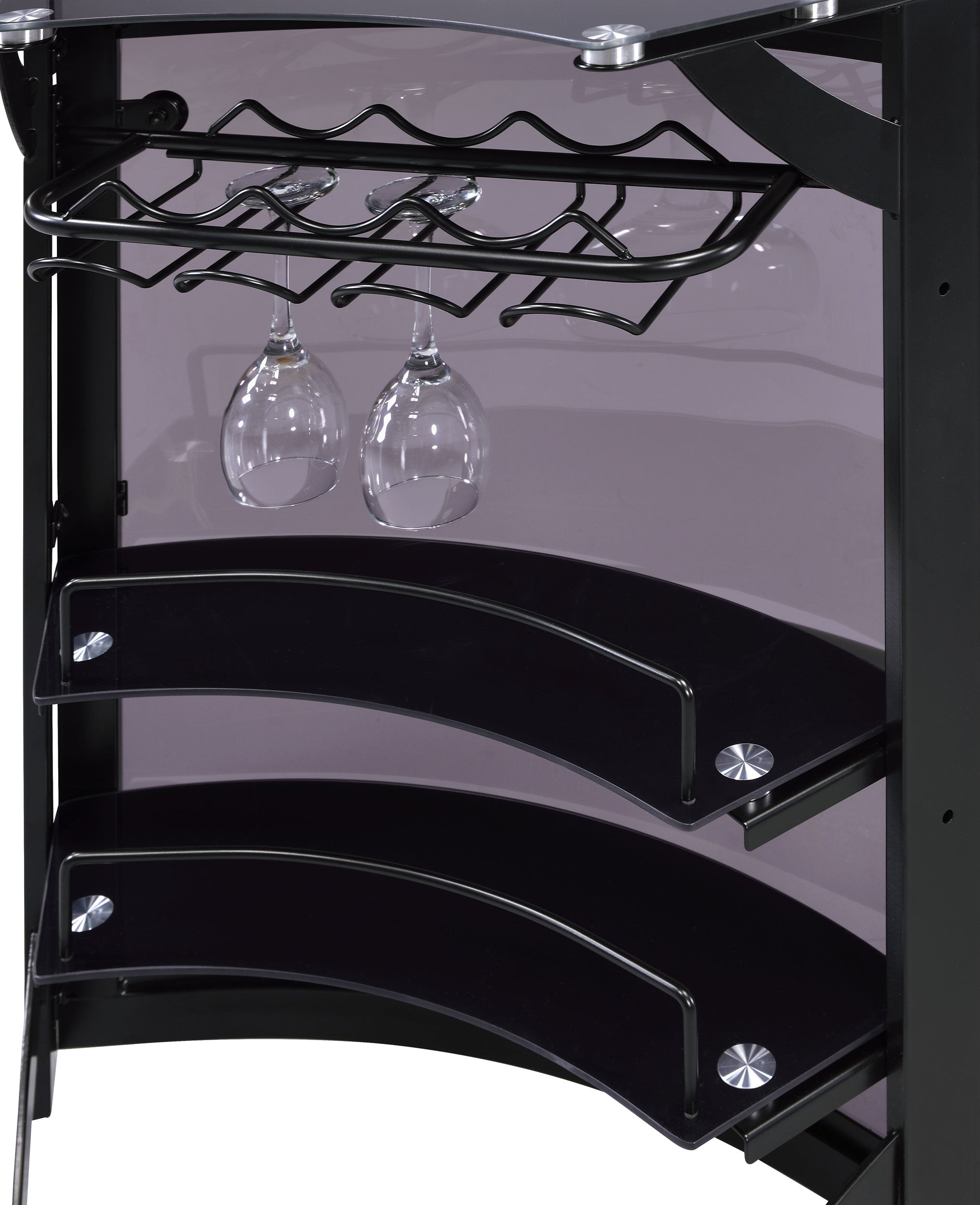 Dallas 2-shelf Curved Freestanding Home Bar Cabinet Black-CoasterEssence