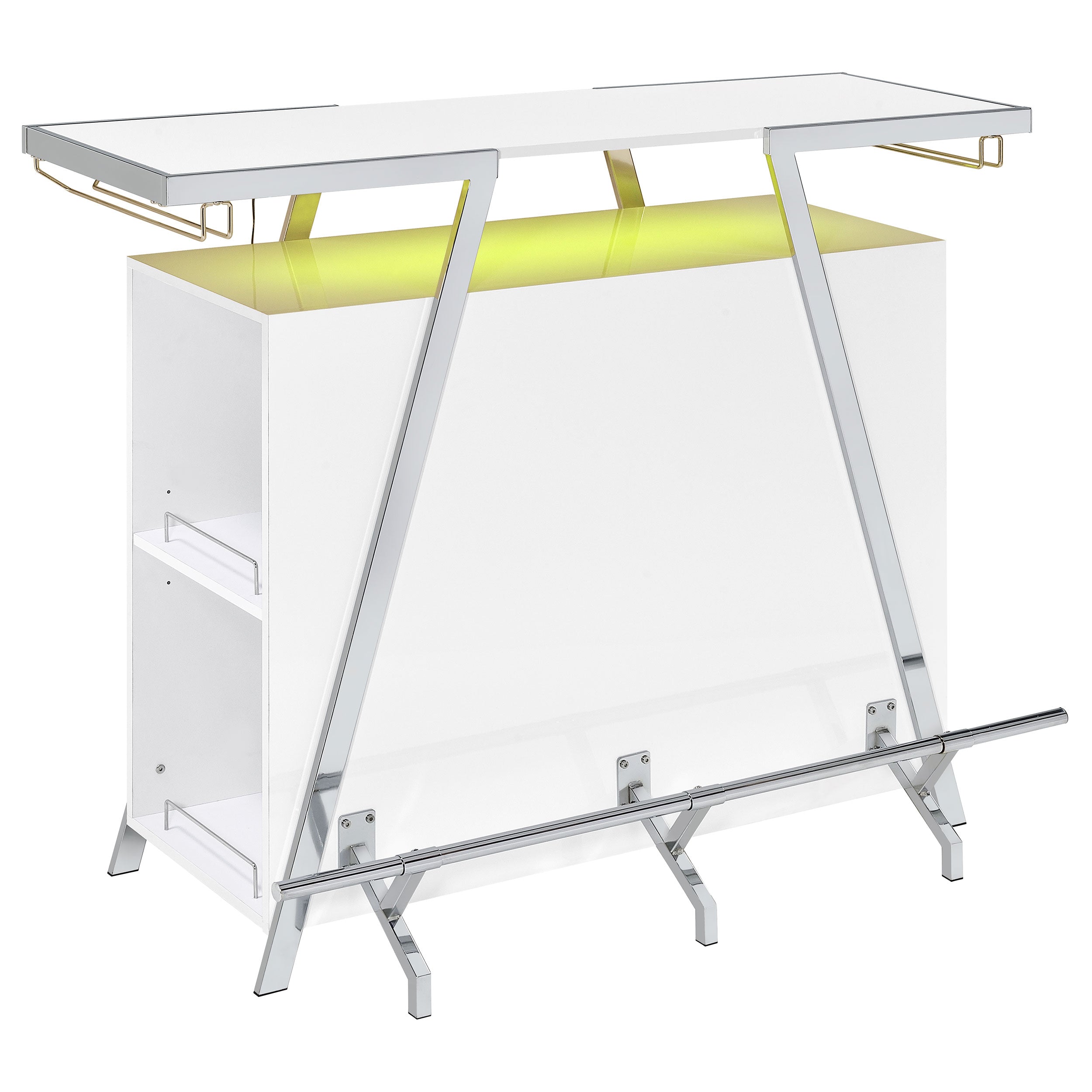 Araceli Freestanding LED Home Bar Cabinet White High Gloss-