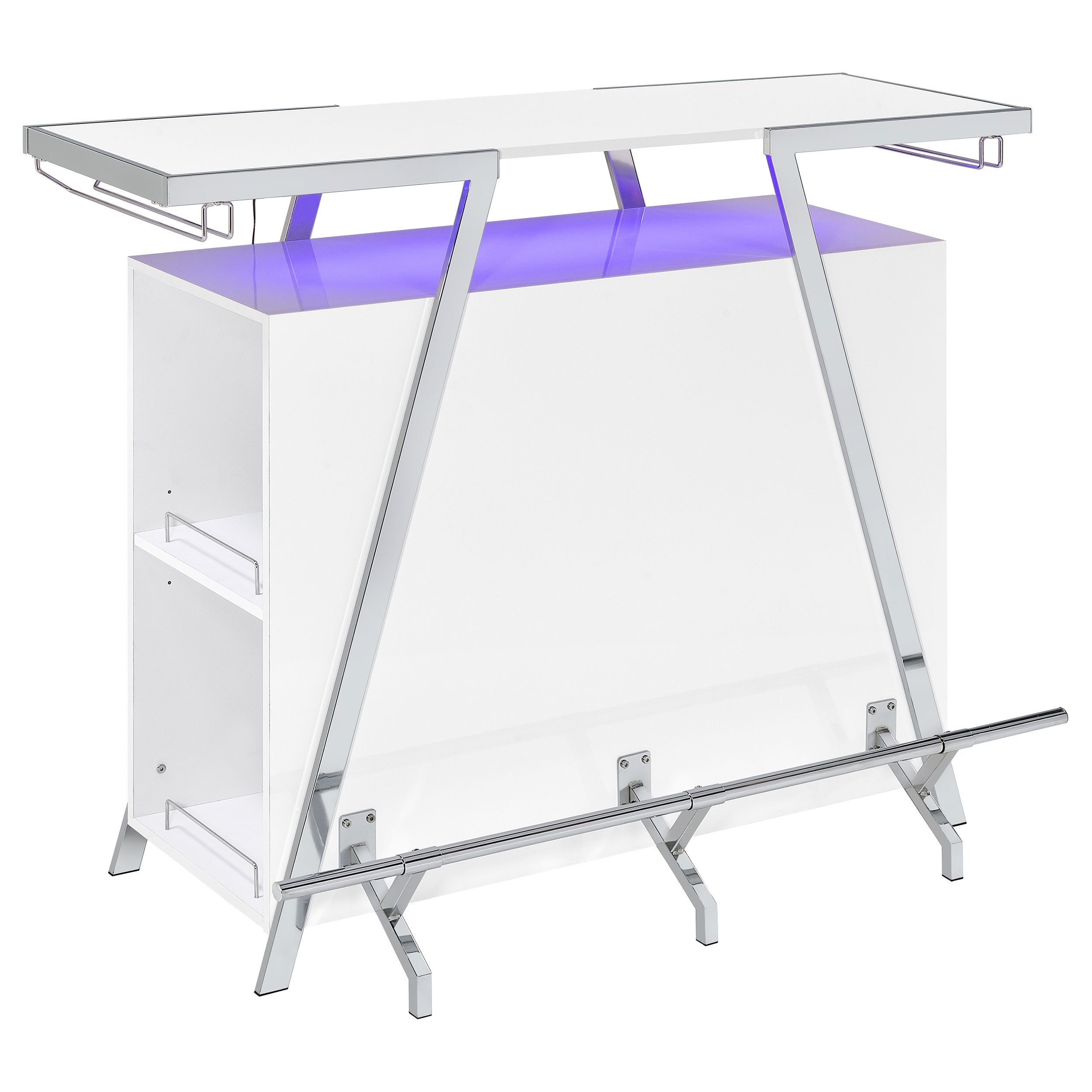Araceli Freestanding LED Home Bar Cabinet White High Gloss-