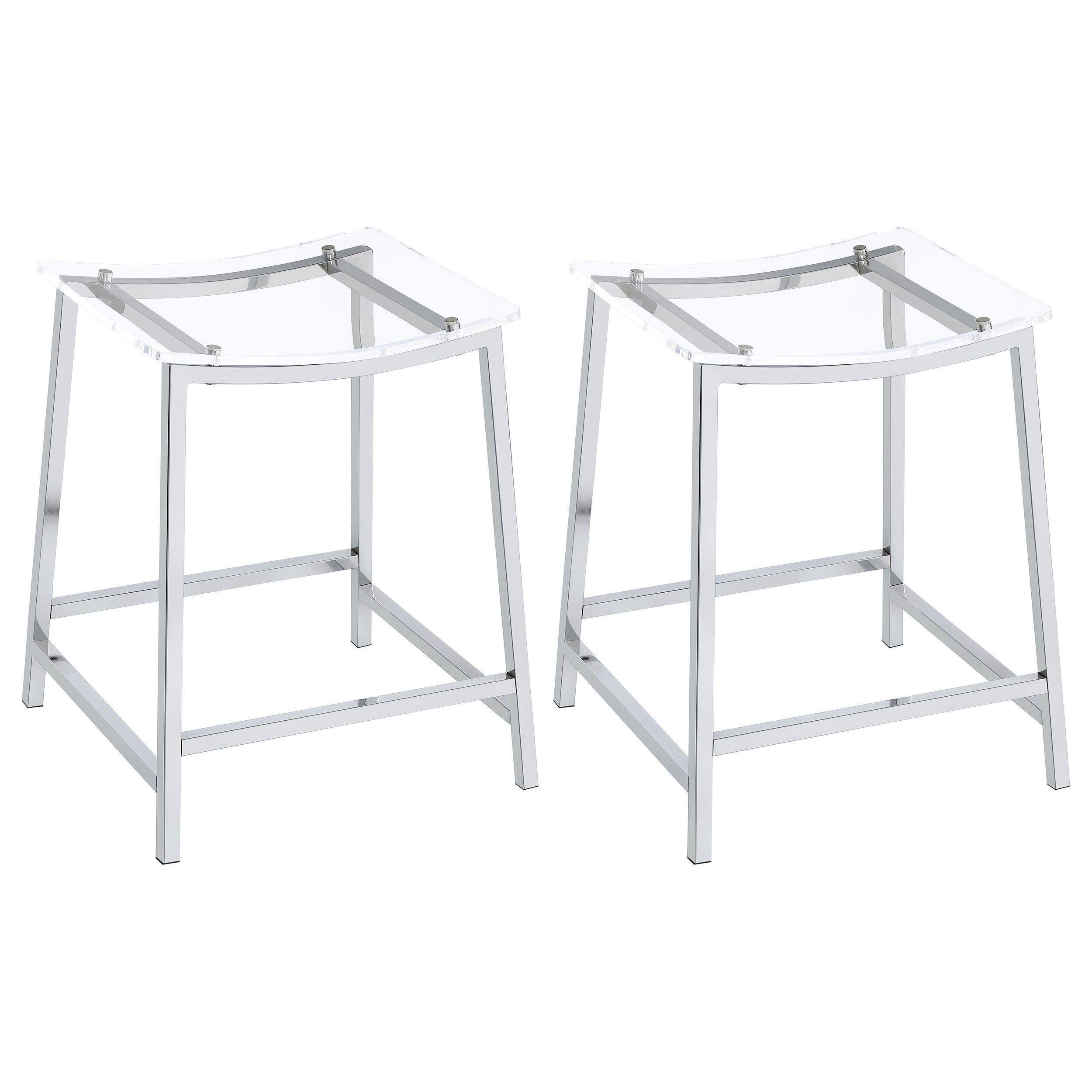 Jovani Acrylic Backless Counter Stool Chrome (Set of 2)-