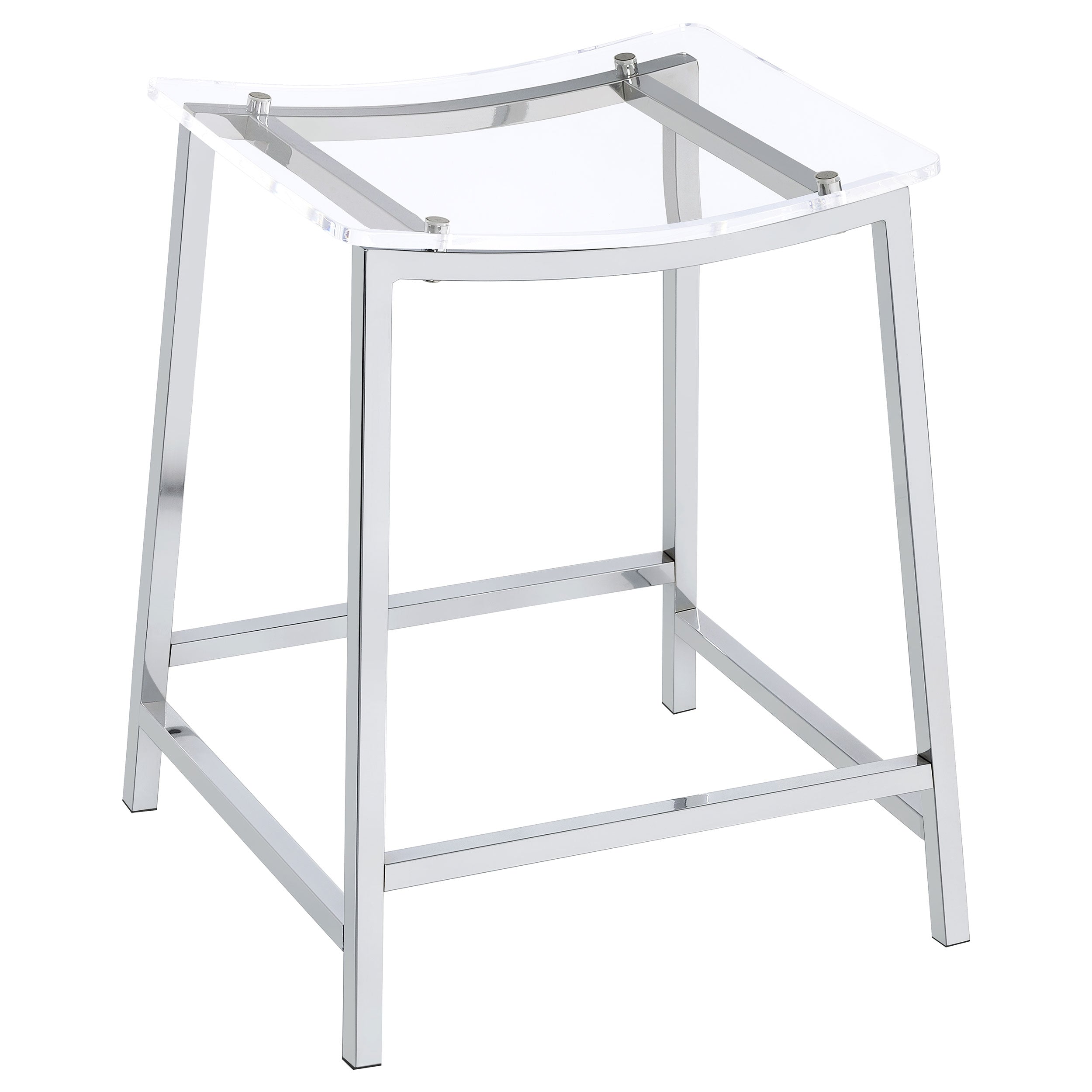 Jovani Acrylic Backless Counter Stool Chrome (Set of 2)-