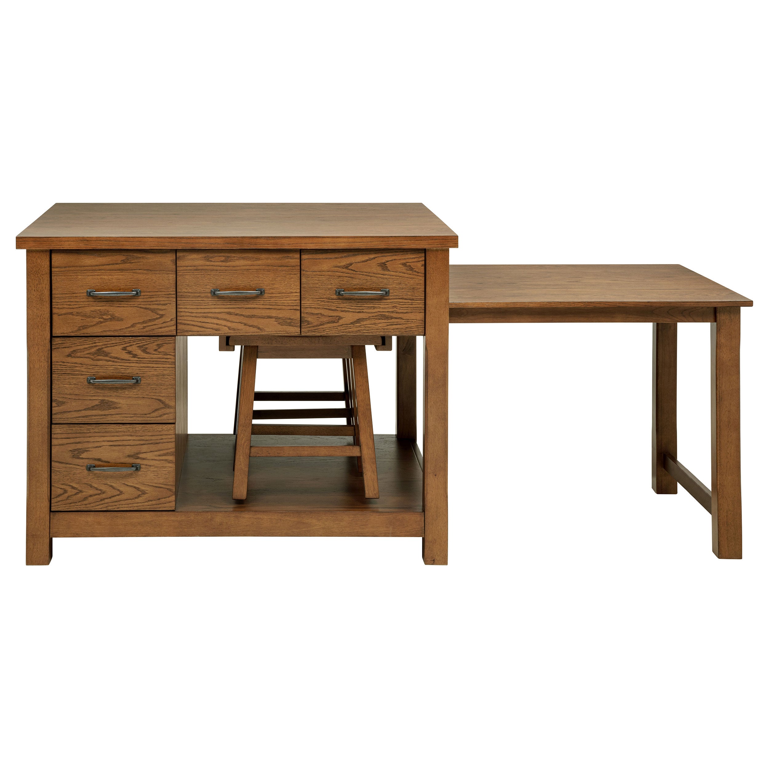Mayfair 3-piece Kitchen Island with Extension Table Dark Oak-