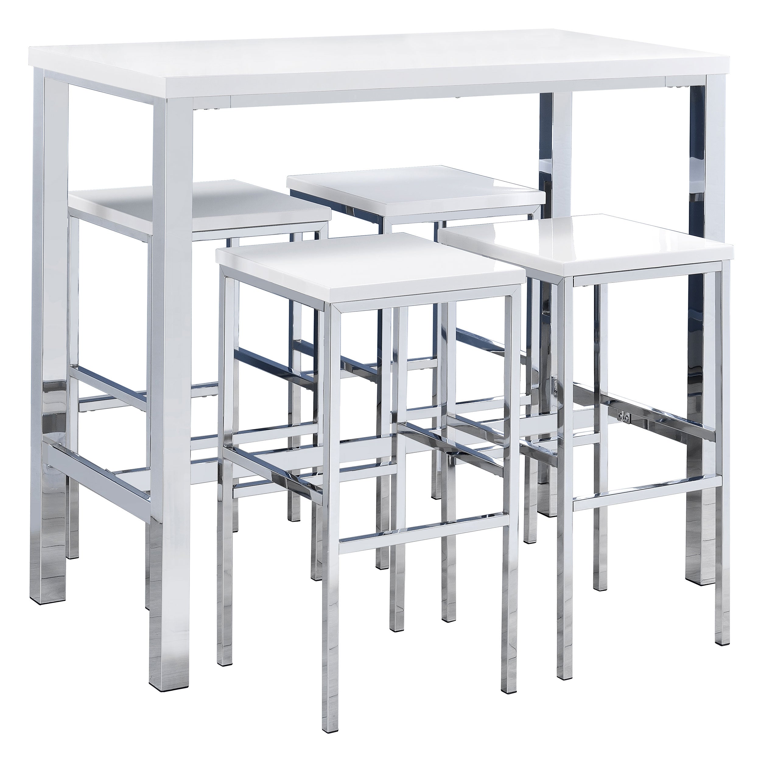 Natividad 5-piece Pub Height Bar Table Set White High Gloss-CoasterEveryday