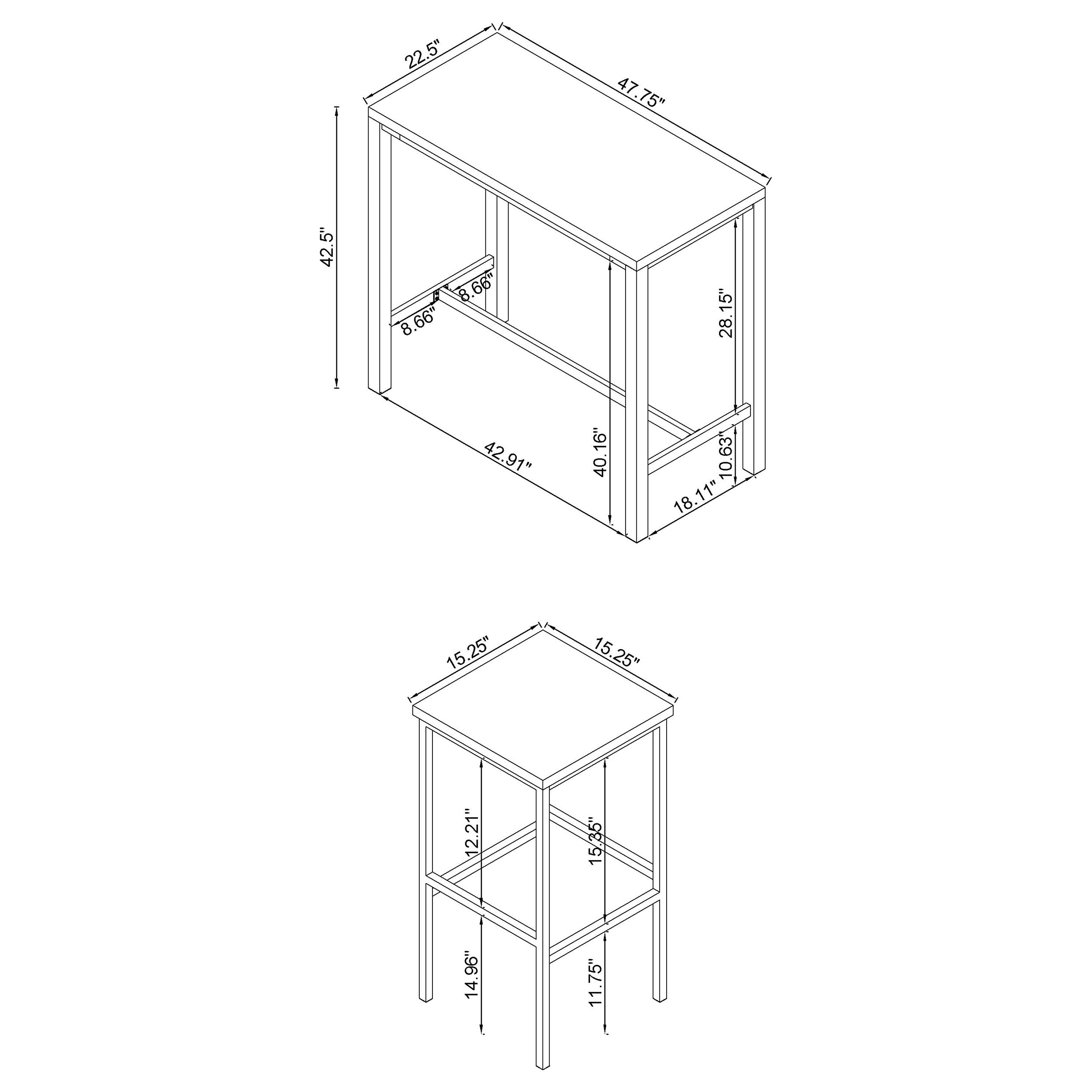 Natividad 5-piece Pub Height Bar Table Set White High Gloss-CoasterEveryday