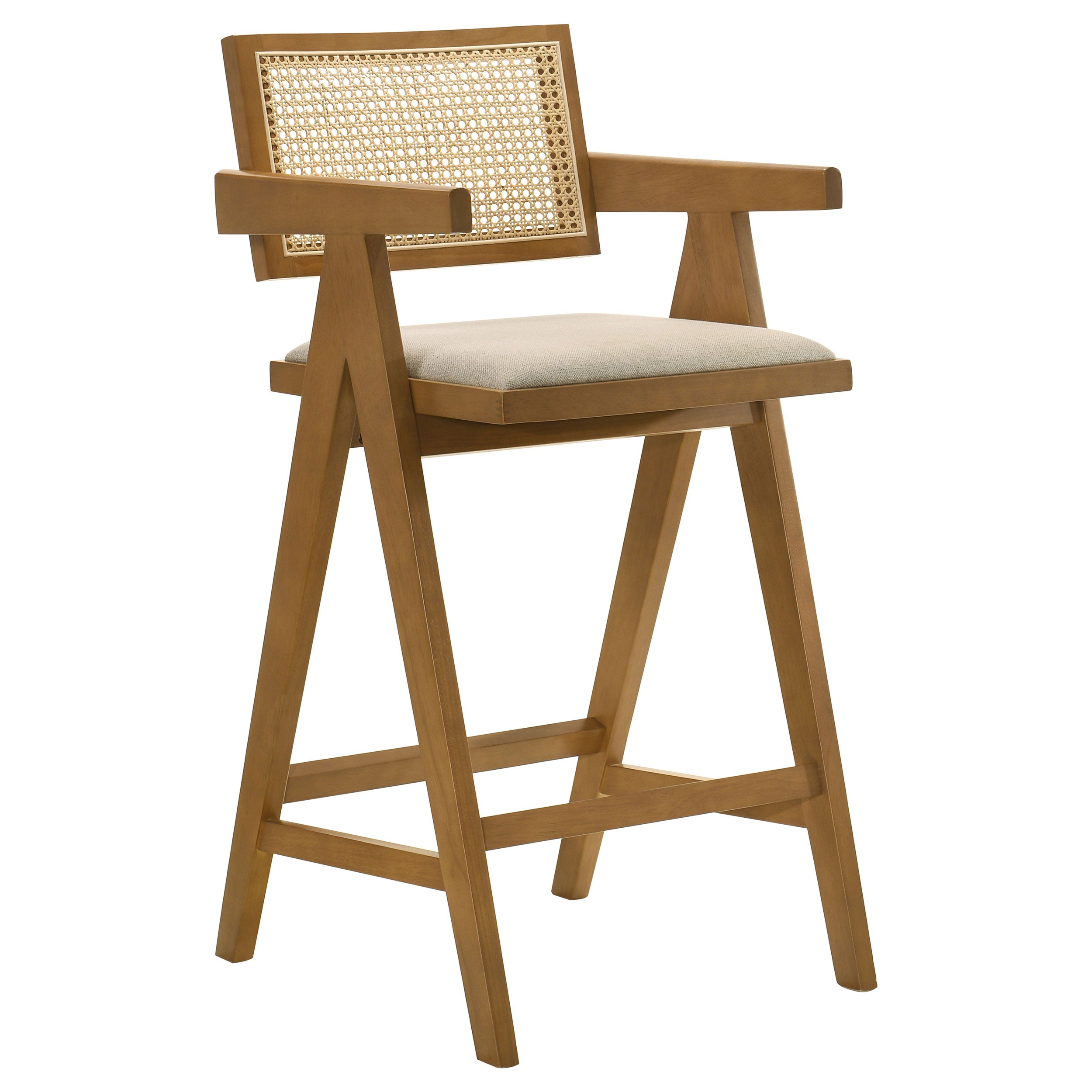 Kane Woven Rattan Wood Bar Chair Light Walnut (Set of 2)-CoasterElevations