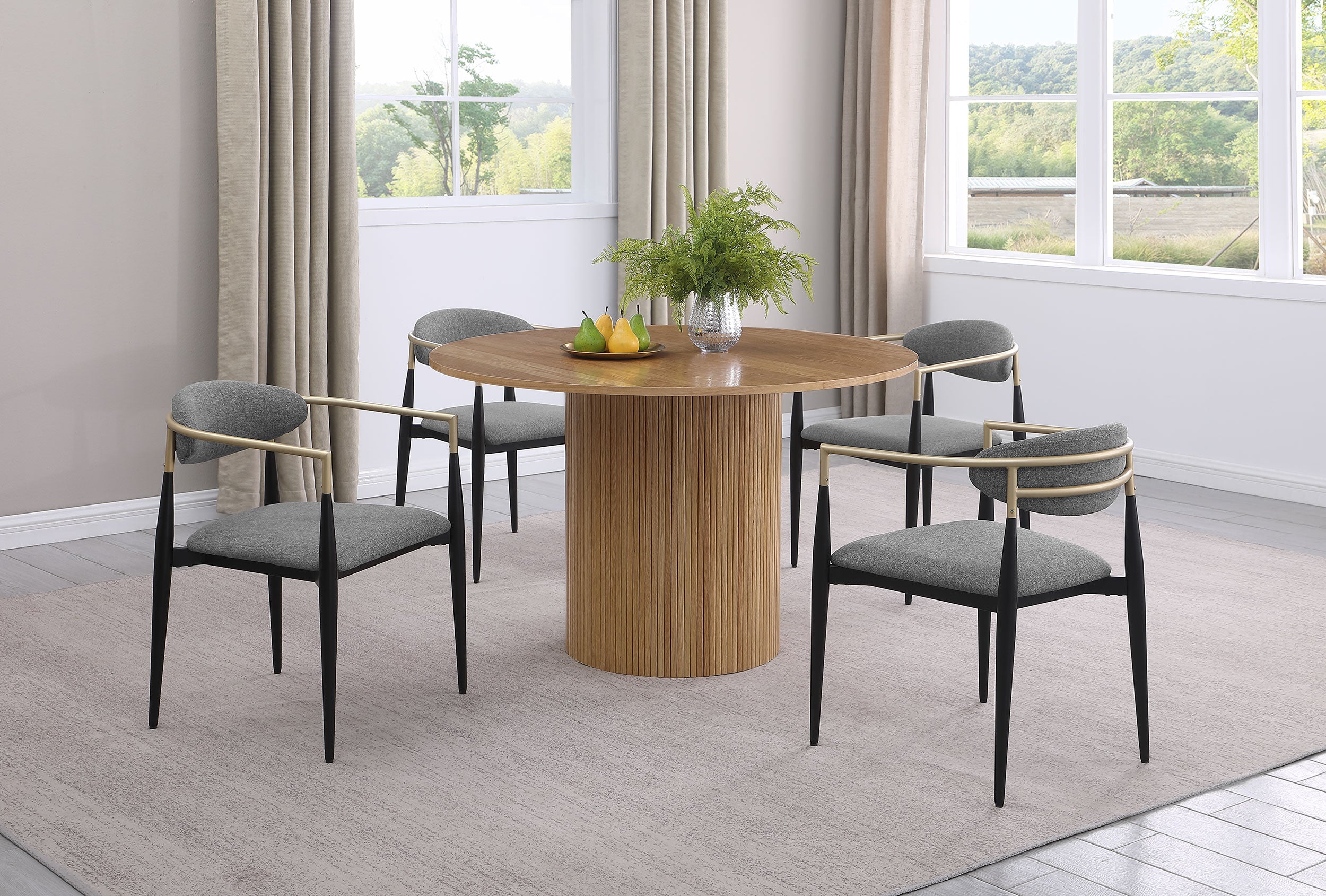 Bradbury Fabric Upholstered Dining Arm Chair Grey (Set of 2)-