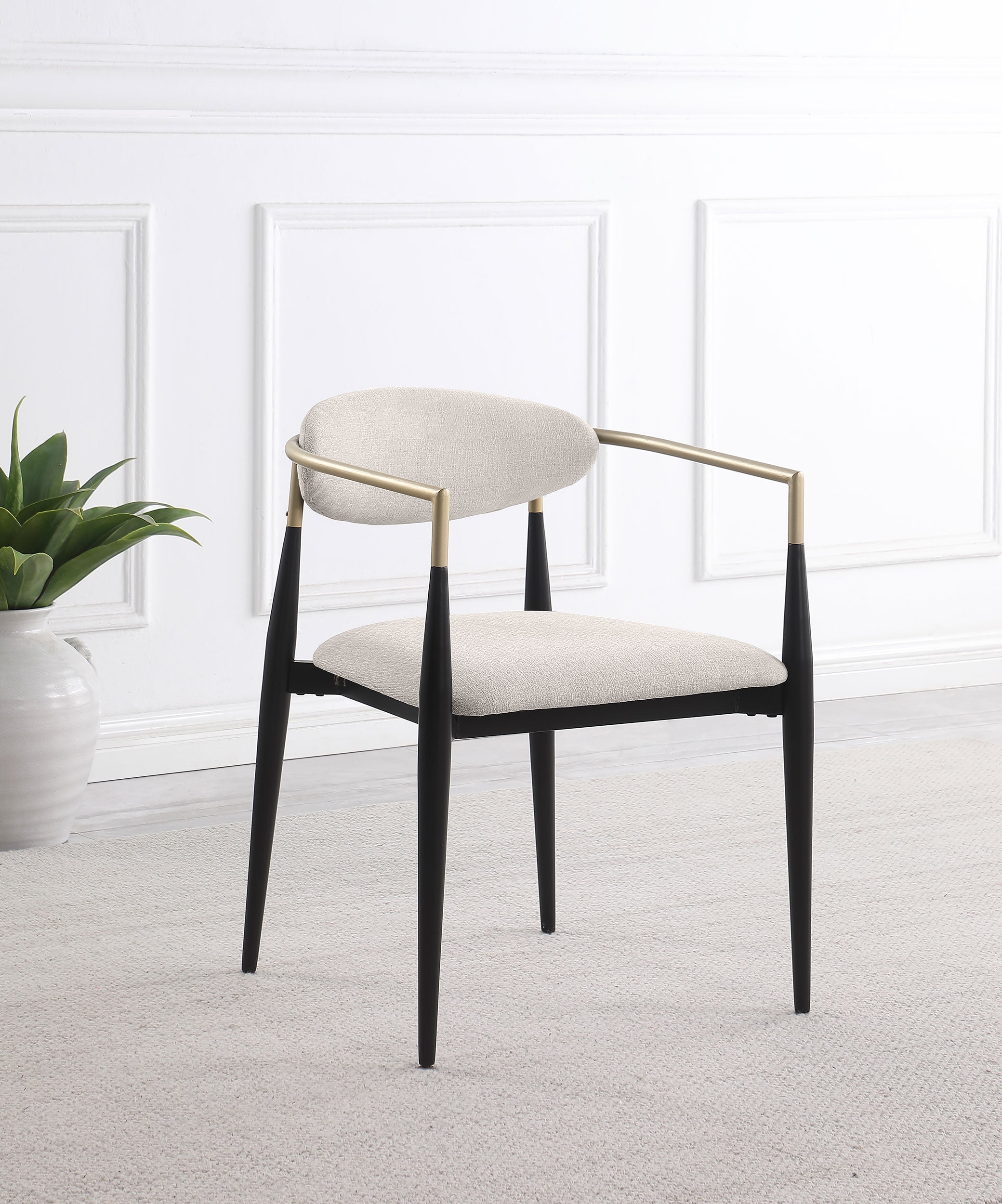 Bradbury Fabric Upholstered Dining Arm Chair Beige (Set of 2)-