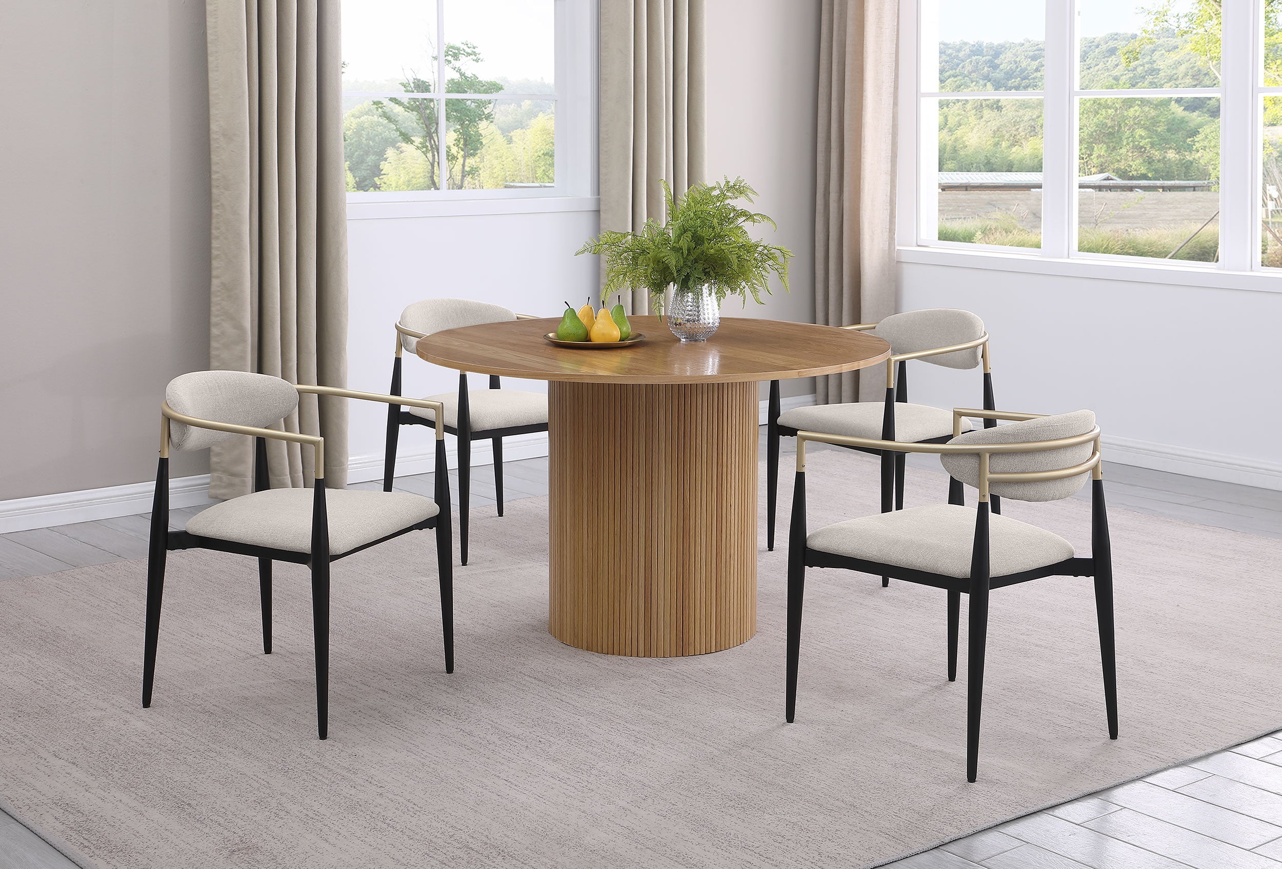 Bradbury Fabric Upholstered Dining Arm Chair Beige (Set of 2)-