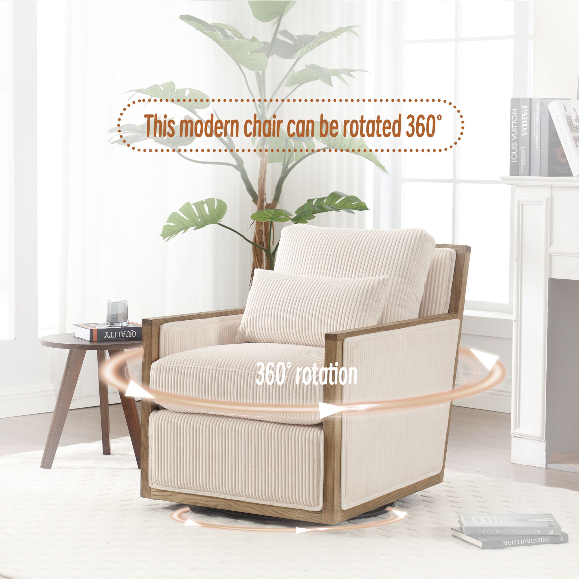 Comfy Accent Barrel Chair, 360 Degree Swivel