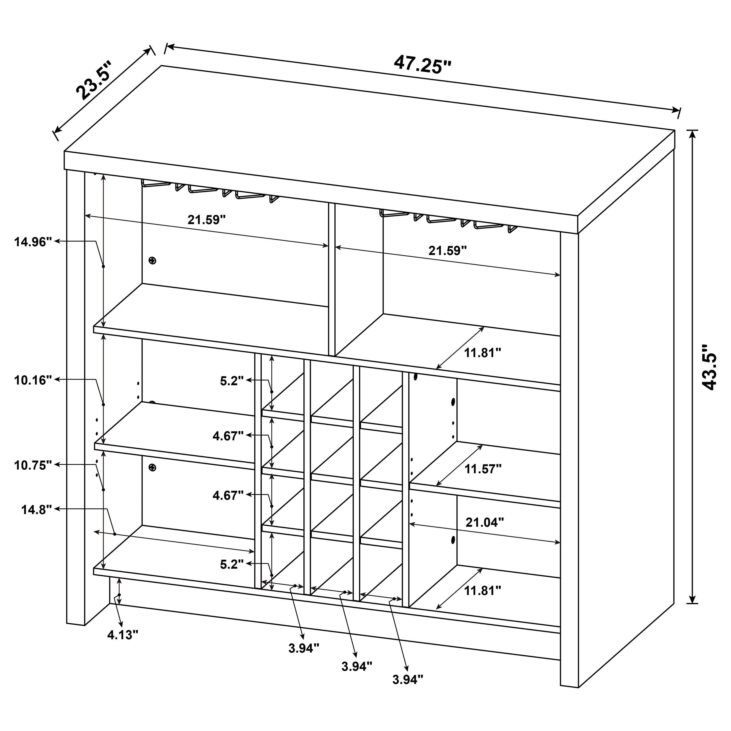 Topanga Engineered Wood Freestanding Home Bar Black-