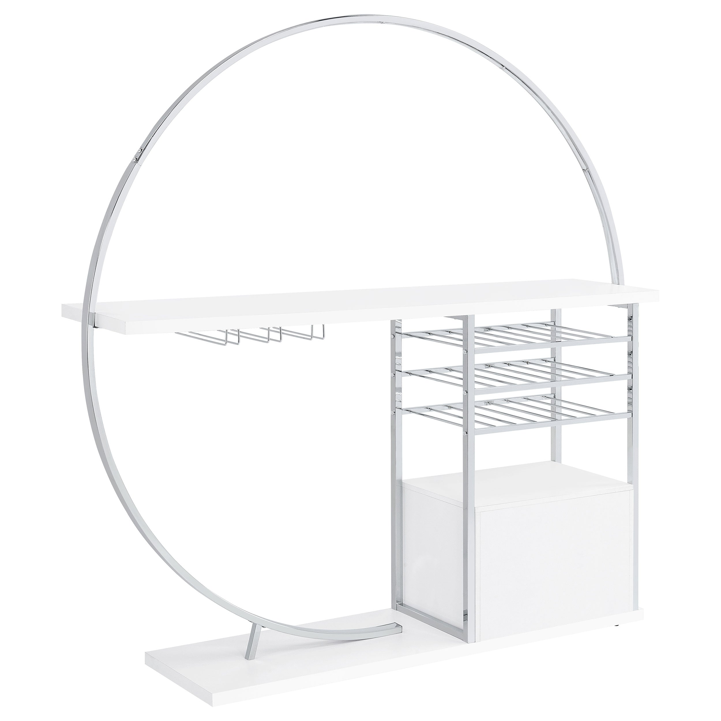Risley 2-door Circular LED Wine Cabinet White High Gloss-