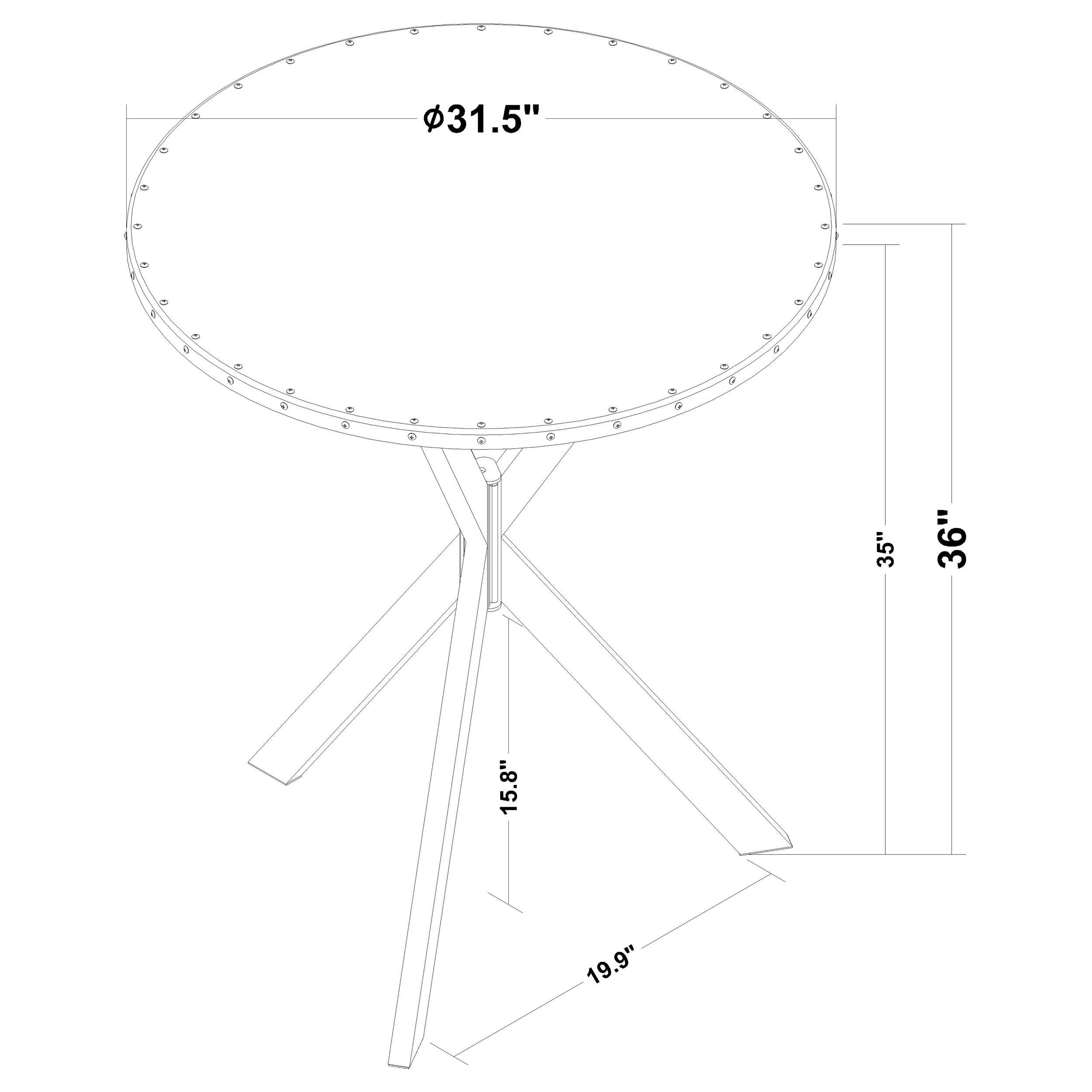 Kenzo Round 32-inch Galvanized Steel Bistro Bar Table Silver-CoasterEssence