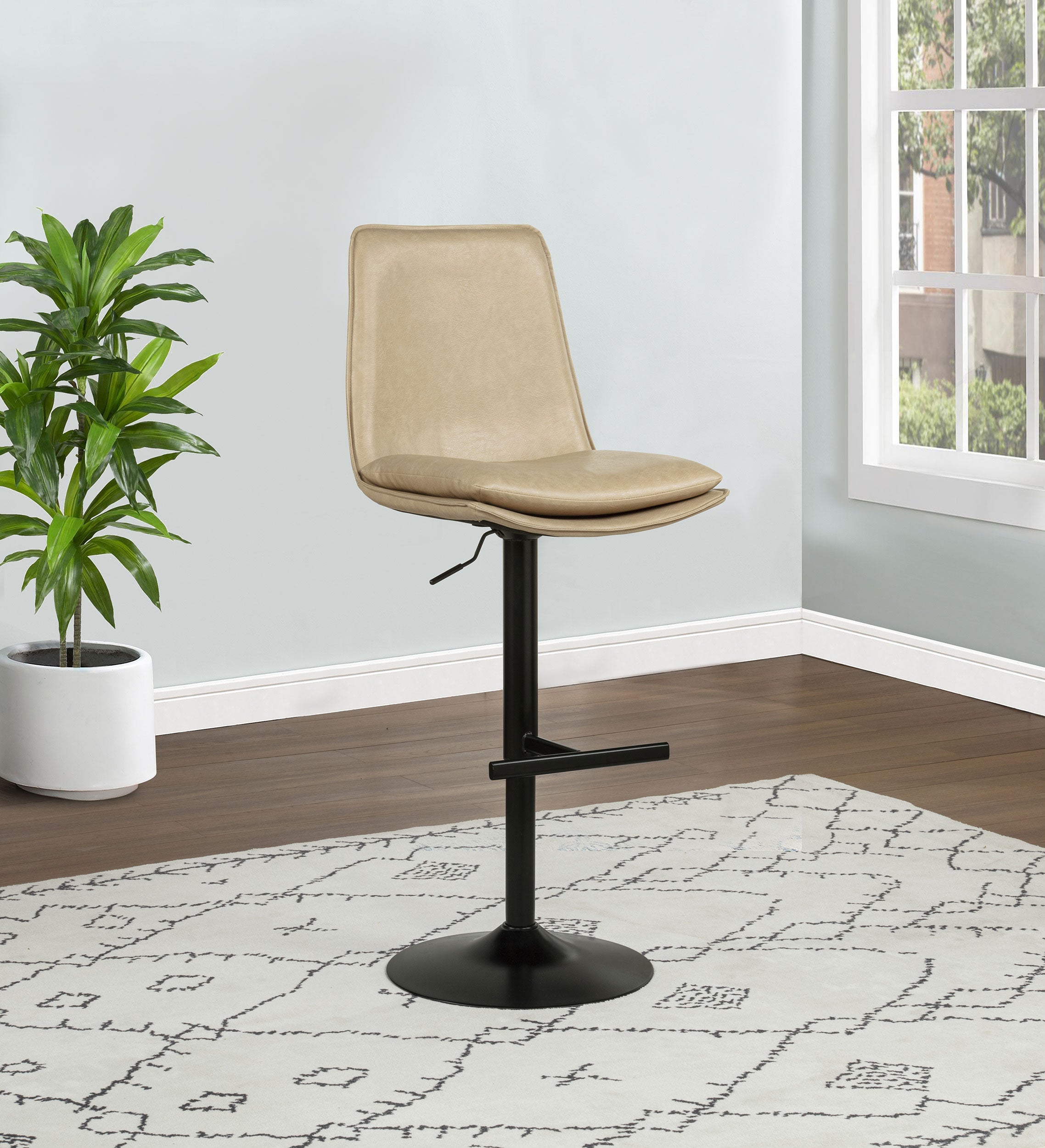 Eldridge Faux Leather Upholstered Adjustable Bar Stool Tan-