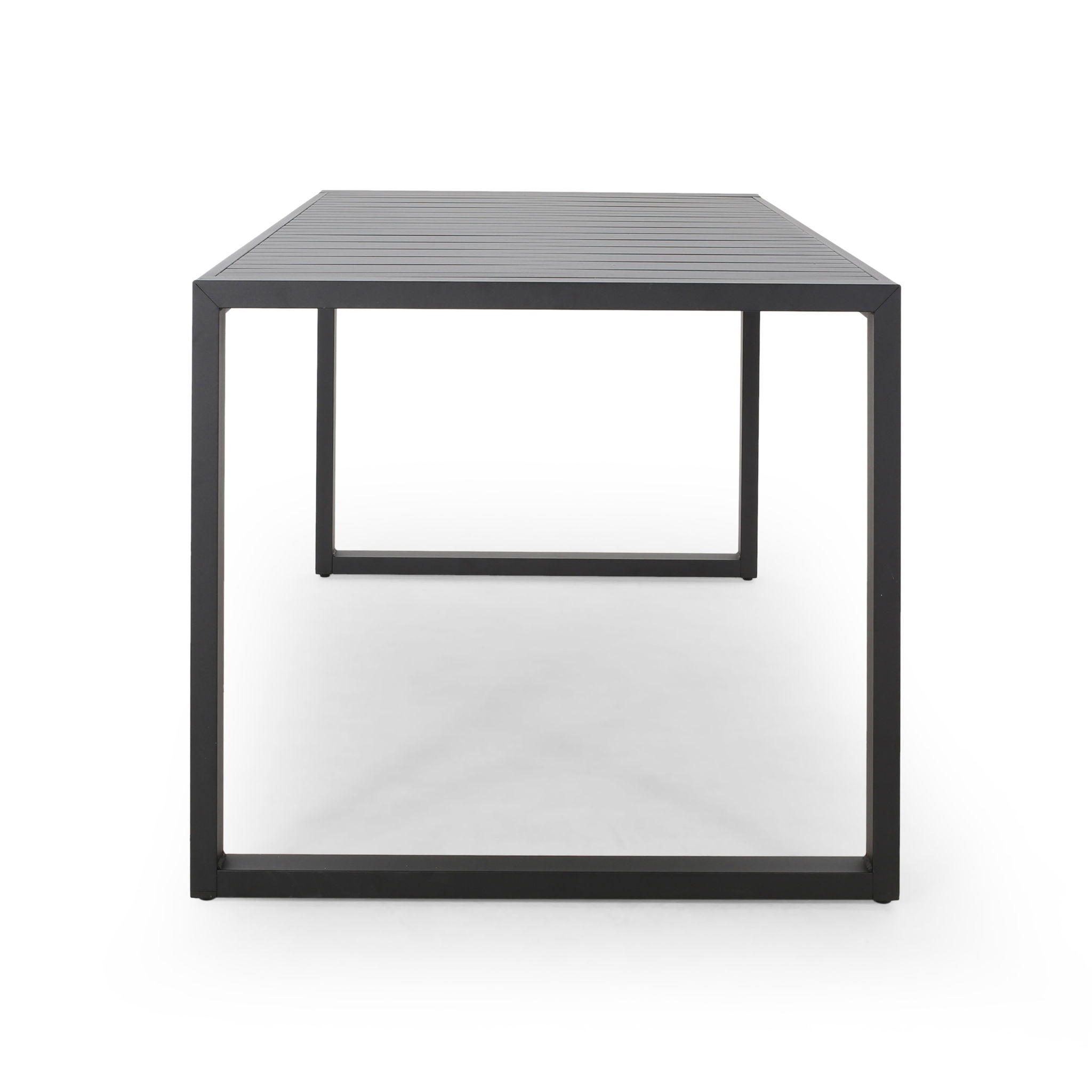 Modern Outdoor Aluminum Rectangular Dining Table With Slatted Top