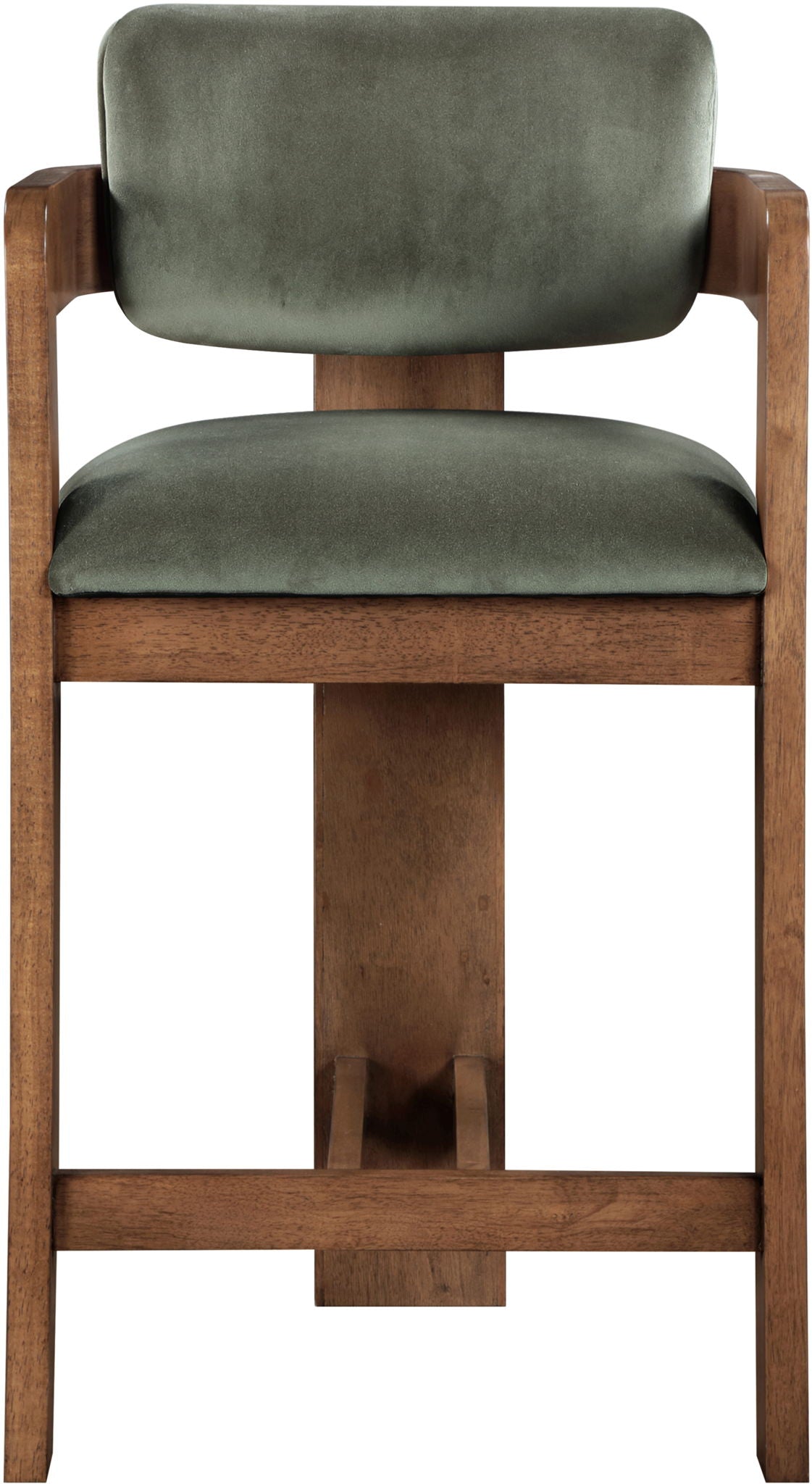 Sacha - Velvet Stool With Brown Base