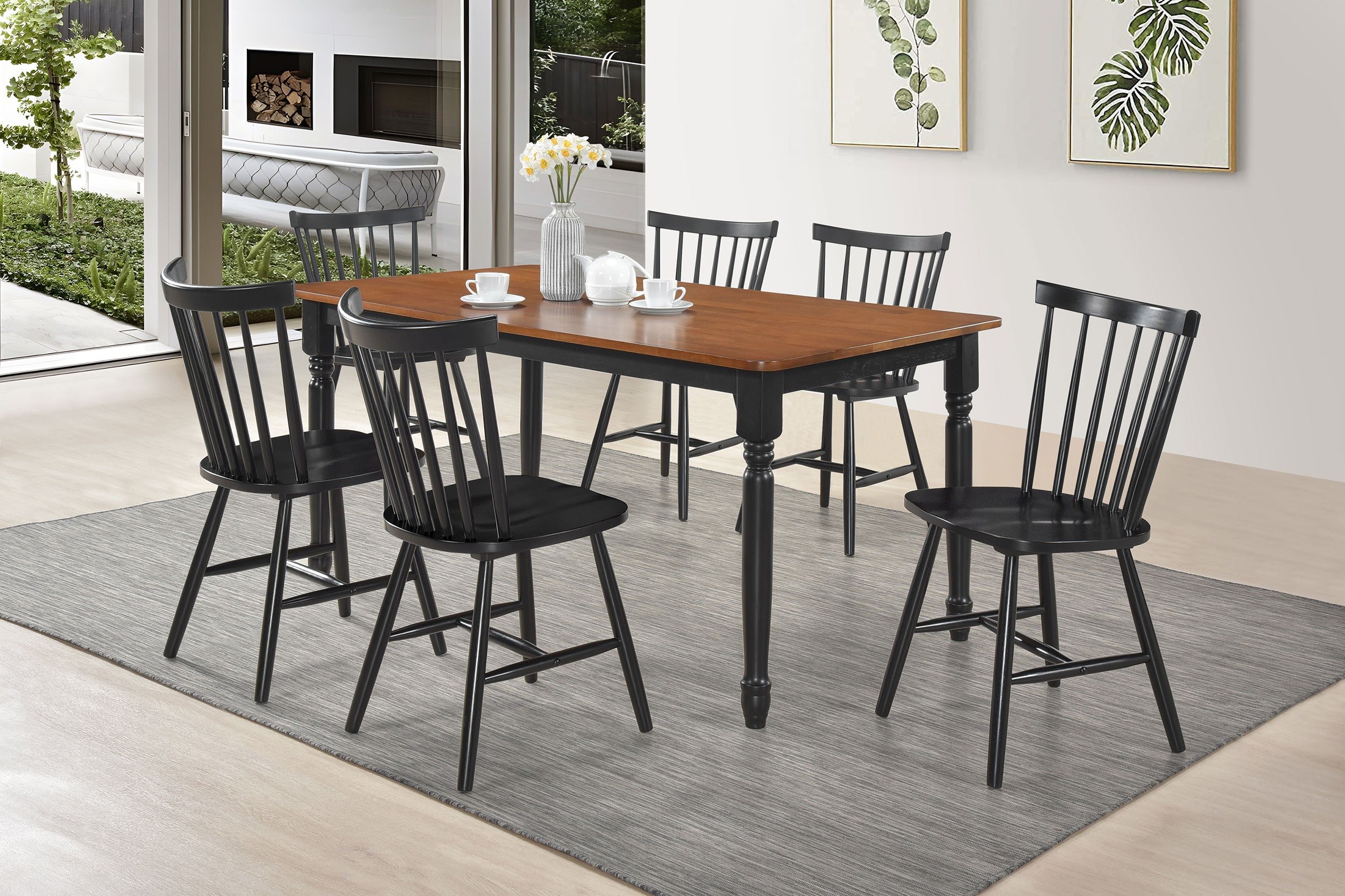 Hollyoak Windsor Wood Dining Side Chair Black (Set of 2)-