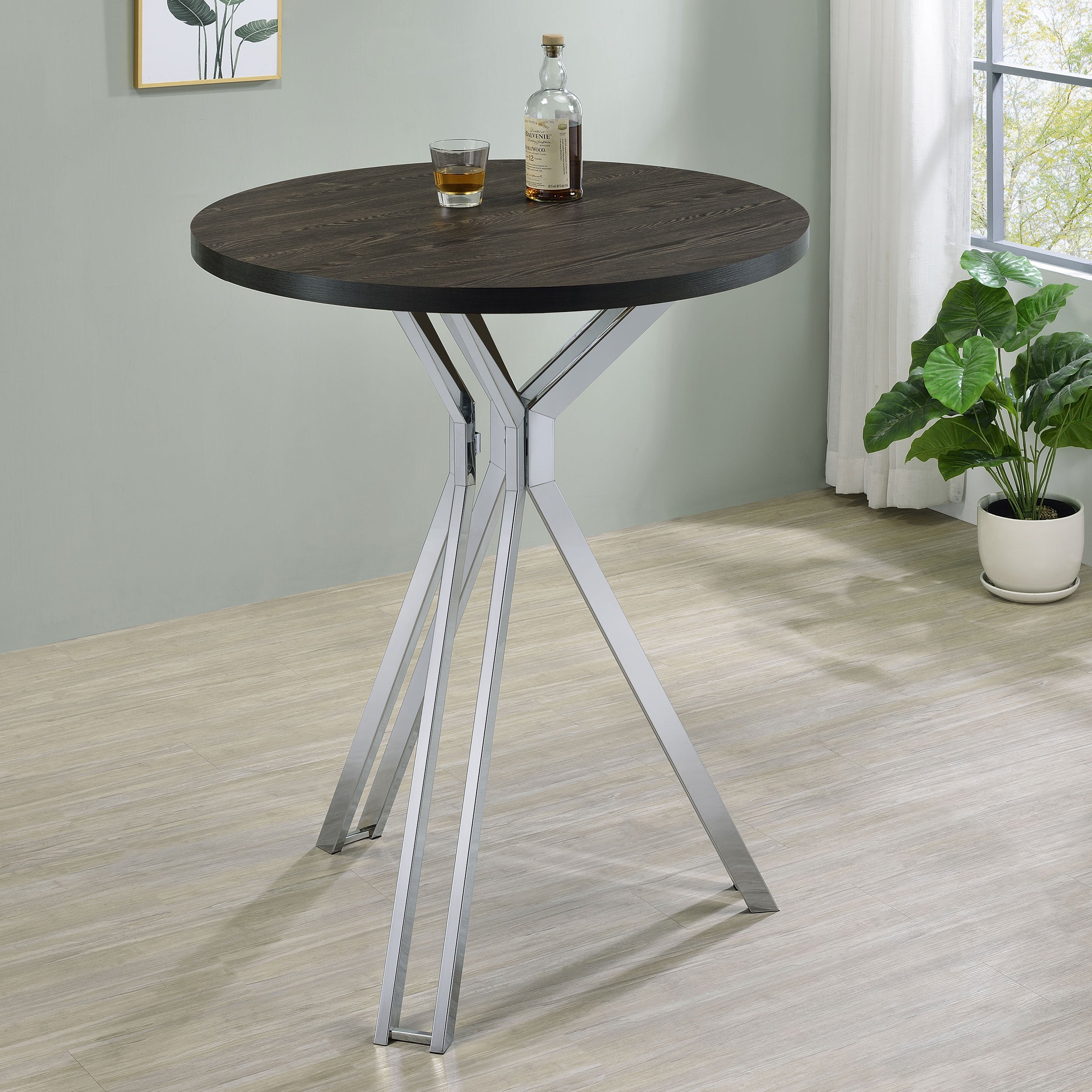 Edgerton Round 35-inch Pub Height Bistro Bar Table Dark Oak-CoasterEssence