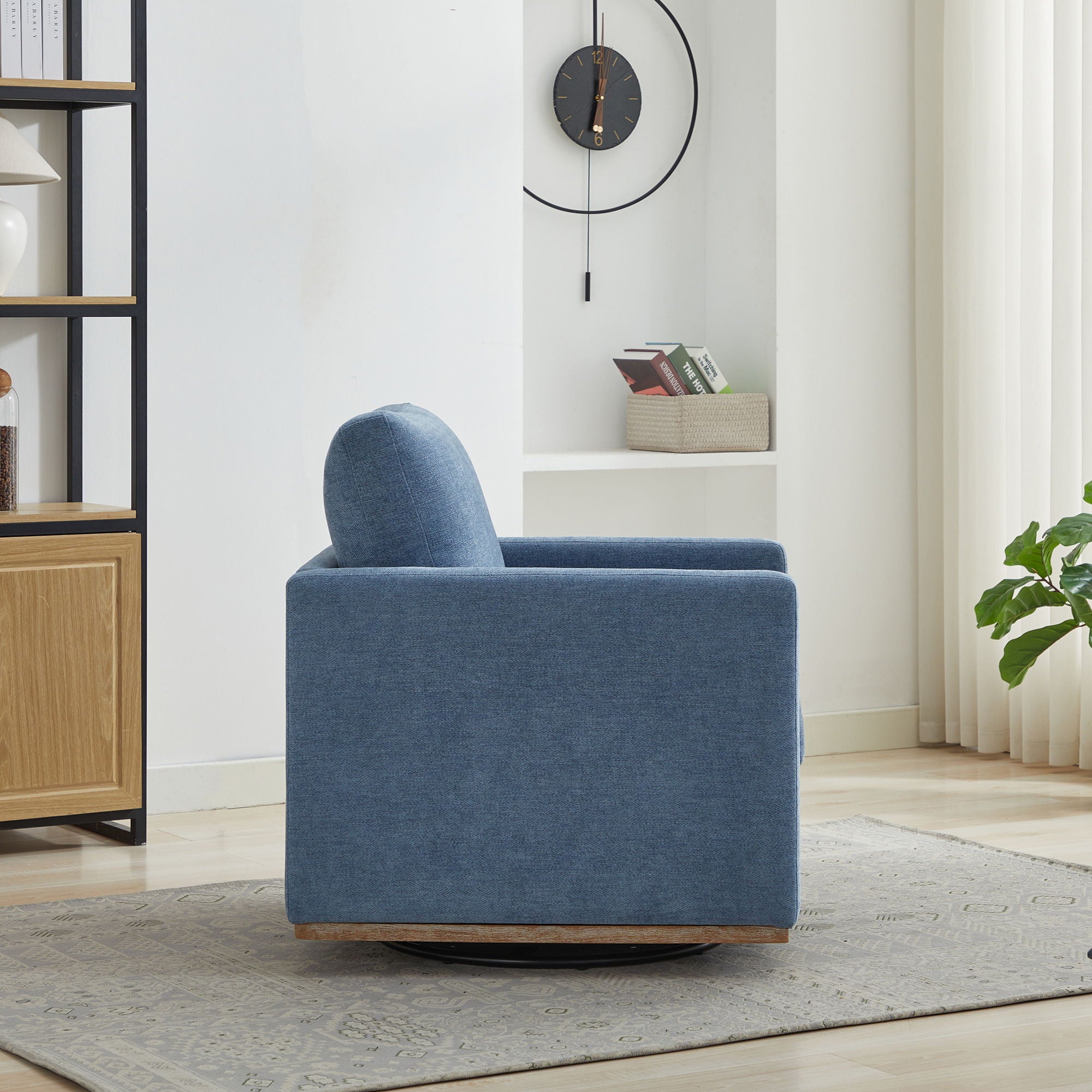 Square Upholstered Swivel Accent Chair For Living Room
