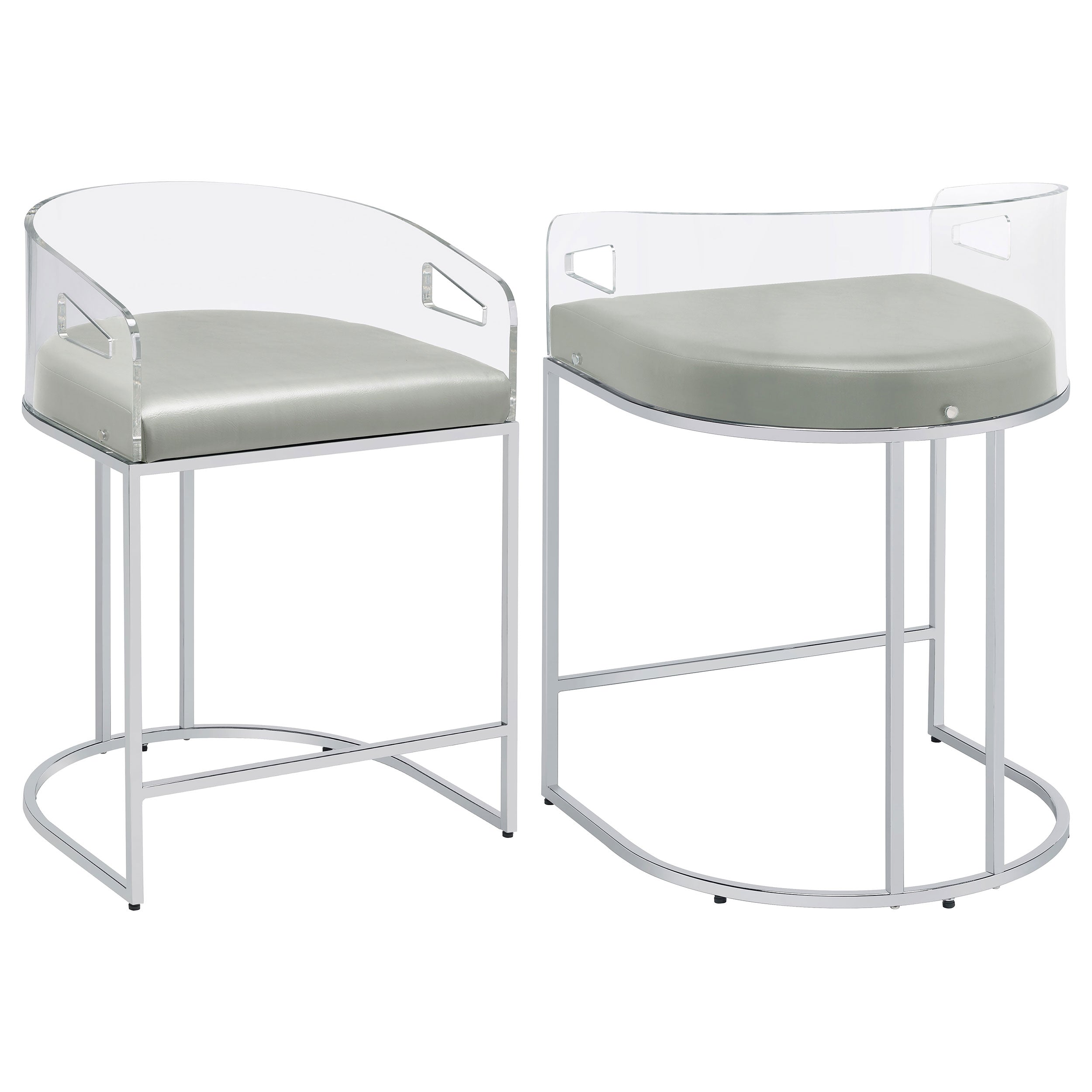 Thermosolis Clear Acrylic Counter Chair Chrome (Set of 2)-CoasterElevations