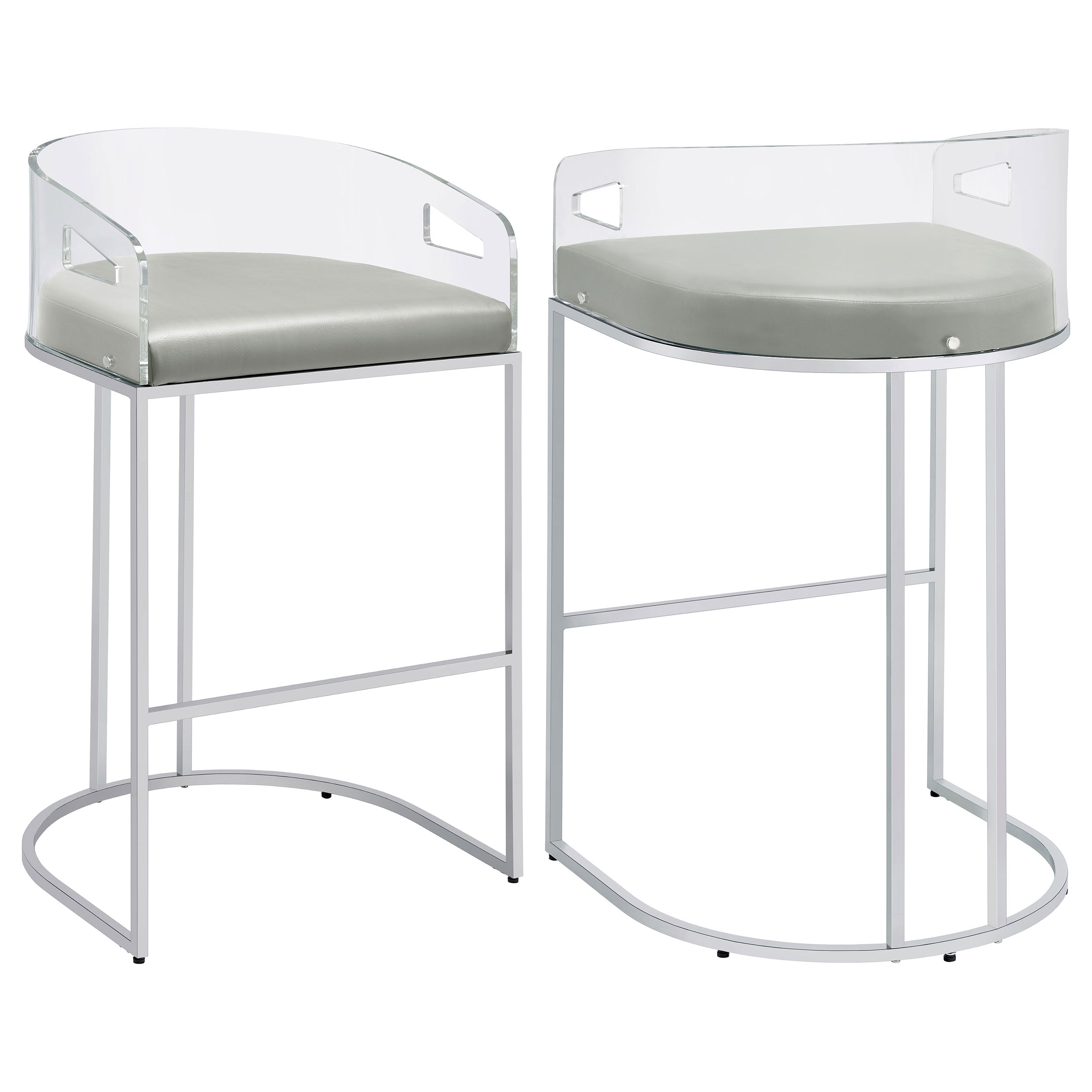 Thermosolis Clear Acrylic Bar Chair Chrome (Set of 2)-CoasterElevations