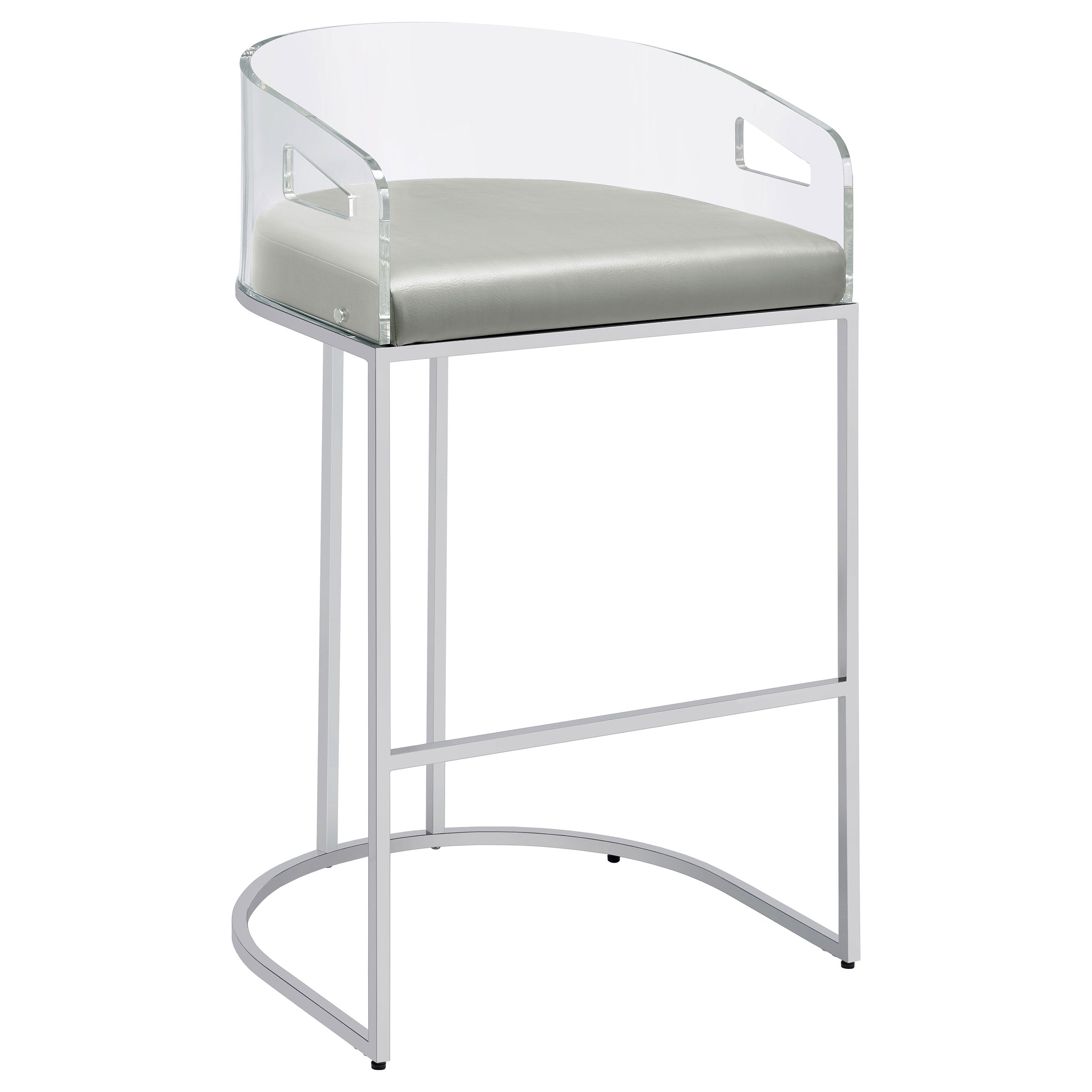 Thermosolis Clear Acrylic Bar Chair Chrome (Set of 2)-CoasterElevations