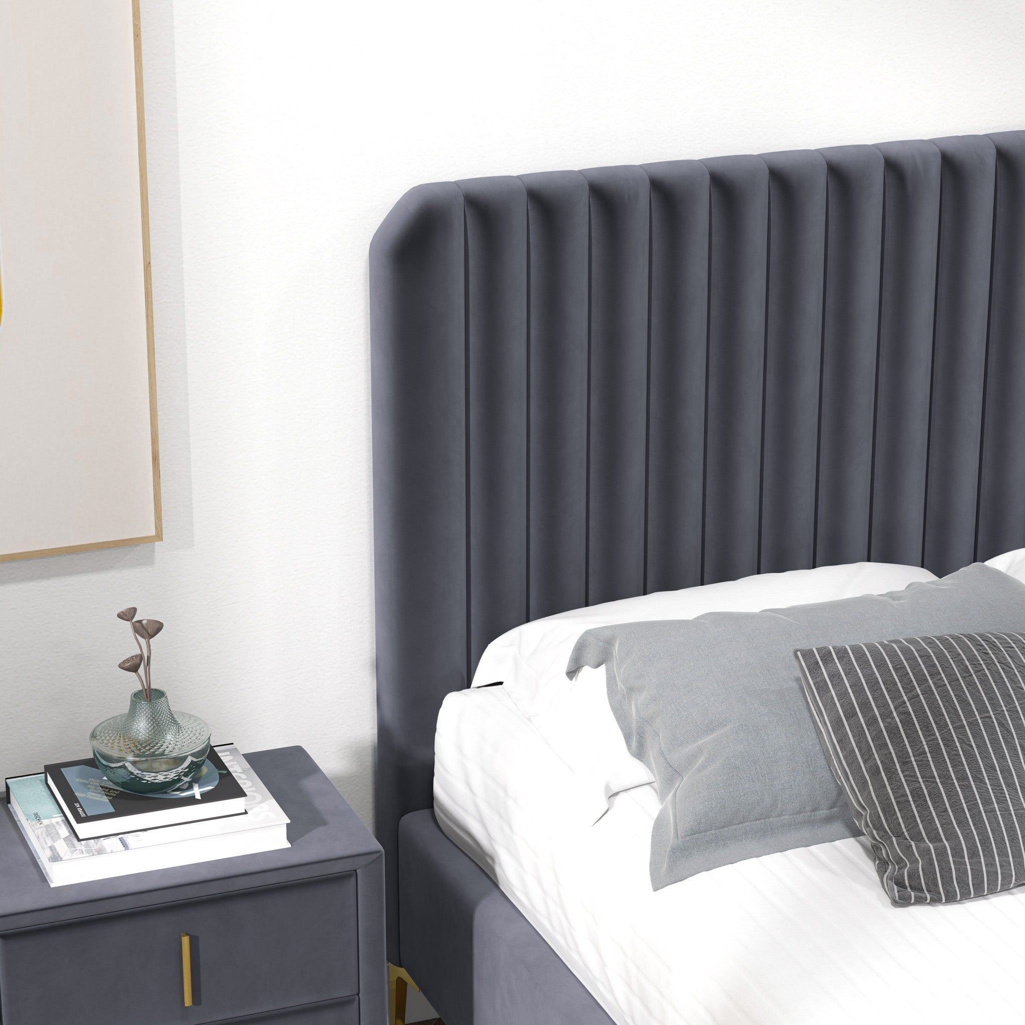 Bethany - Queen Upholstered Platform Bed - Gray