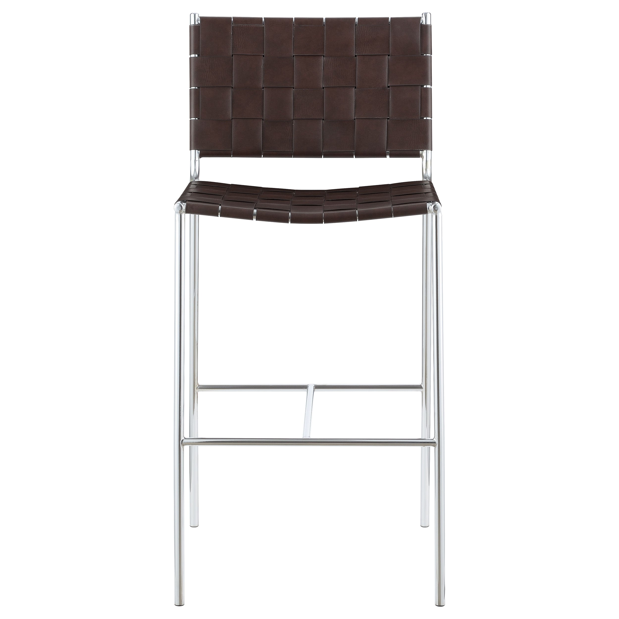 Adelaide Upholstered Pub Height Bar Stool Brown and Chrome-CoasterEssence
