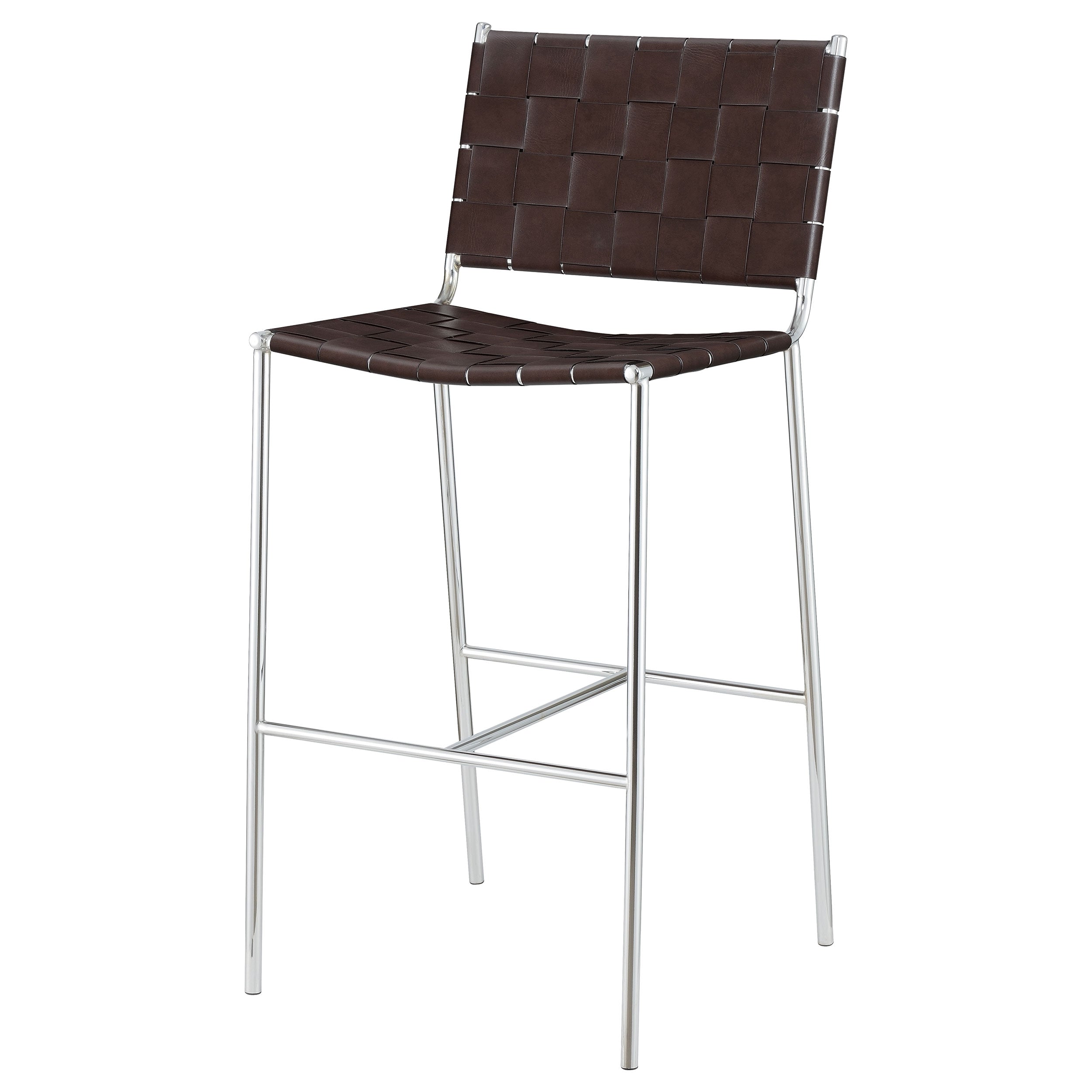 Adelaide Upholstered Pub Height Bar Stool Brown and Chrome-CoasterEssence