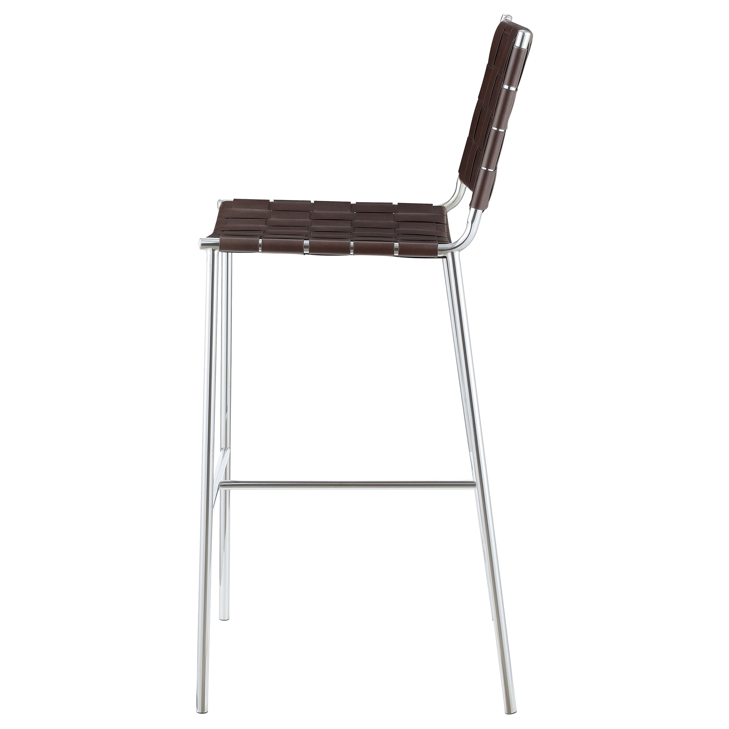 Adelaide Upholstered Pub Height Bar Stool Brown and Chrome-CoasterEssence