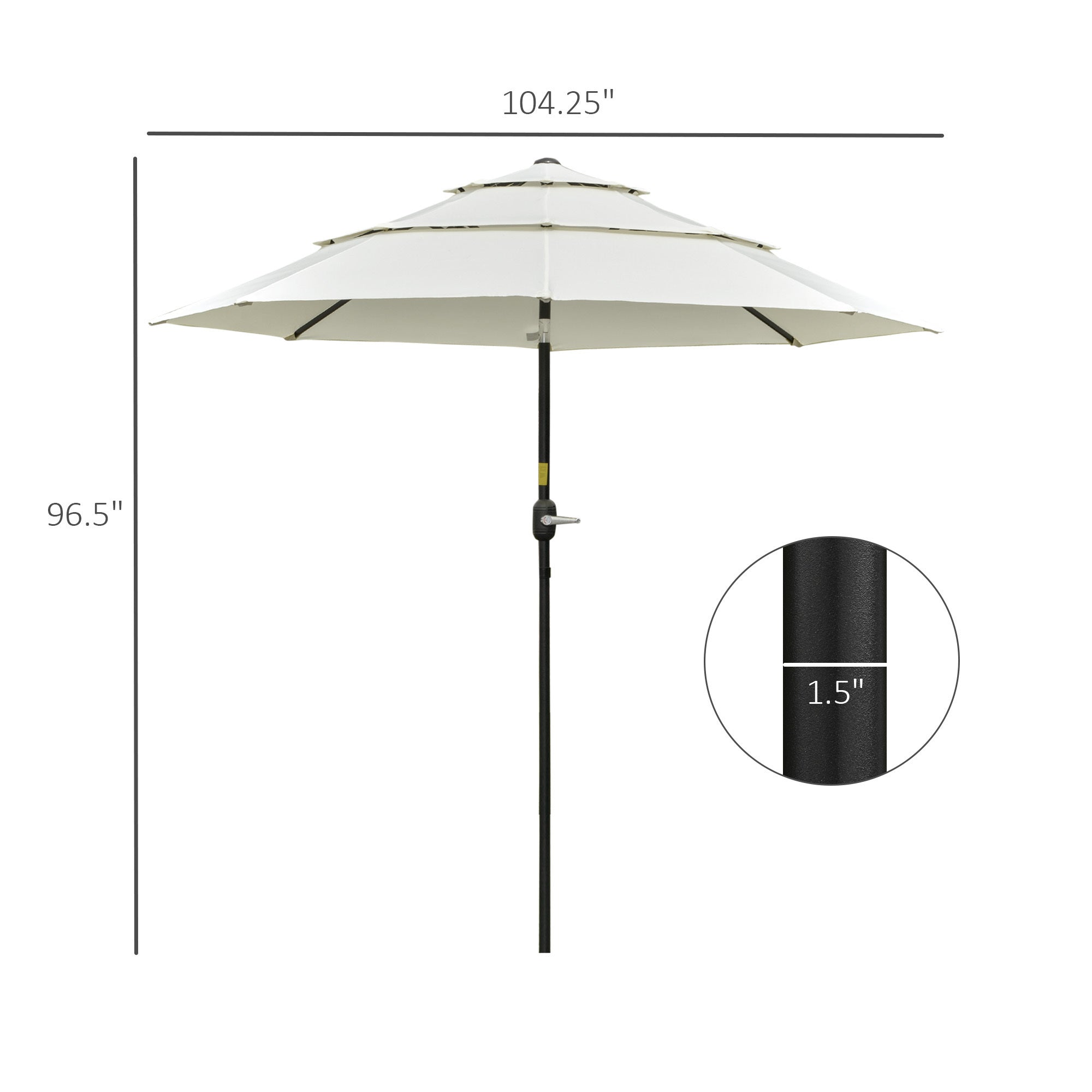 9ft 3 tiers patio umbrella outdoor market umbrella with crank, push button tilt for deck, backyard and lawn, beige