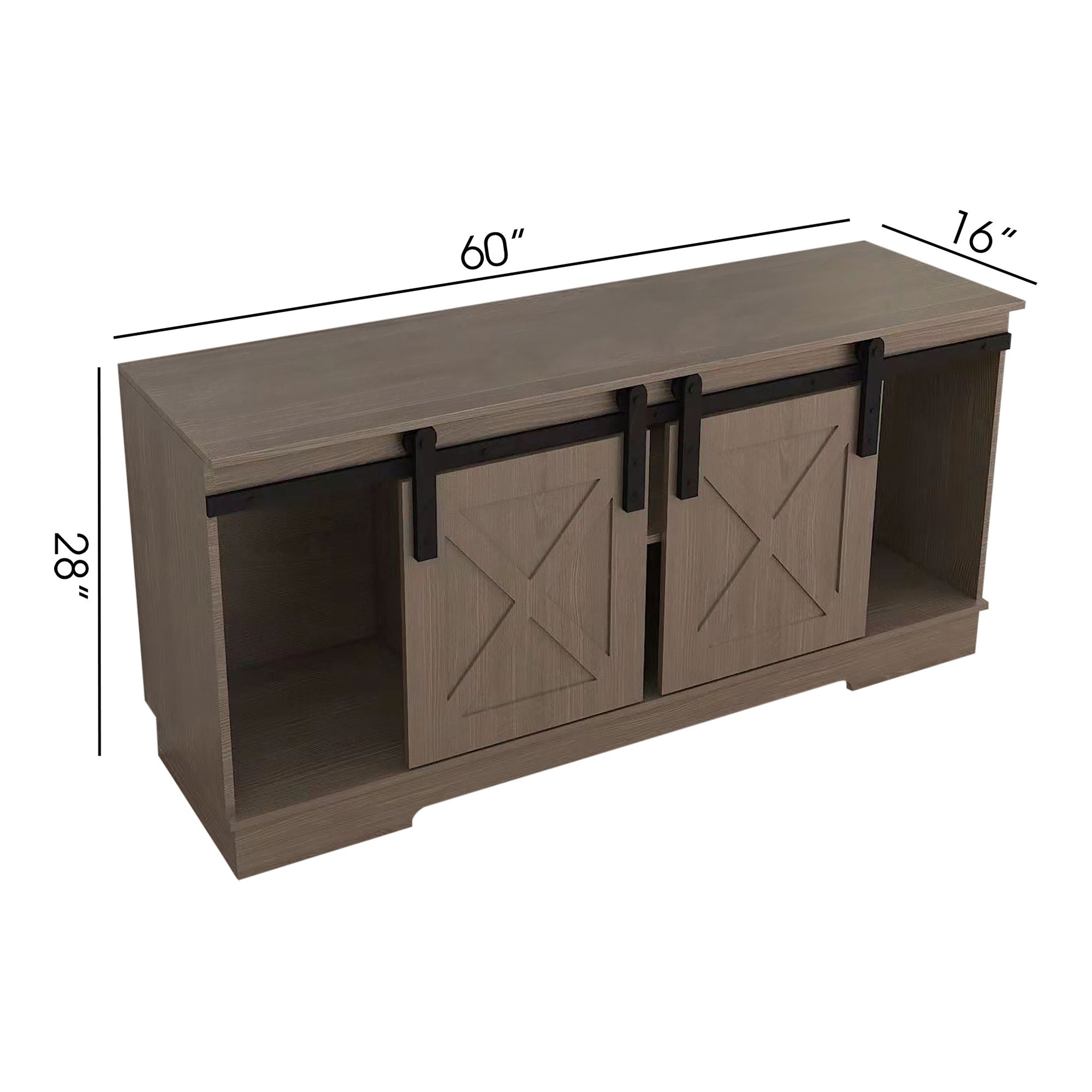 Lane - TV Stand With Sliding Barndoors Water And Heat Resistant Melamine - Rustic