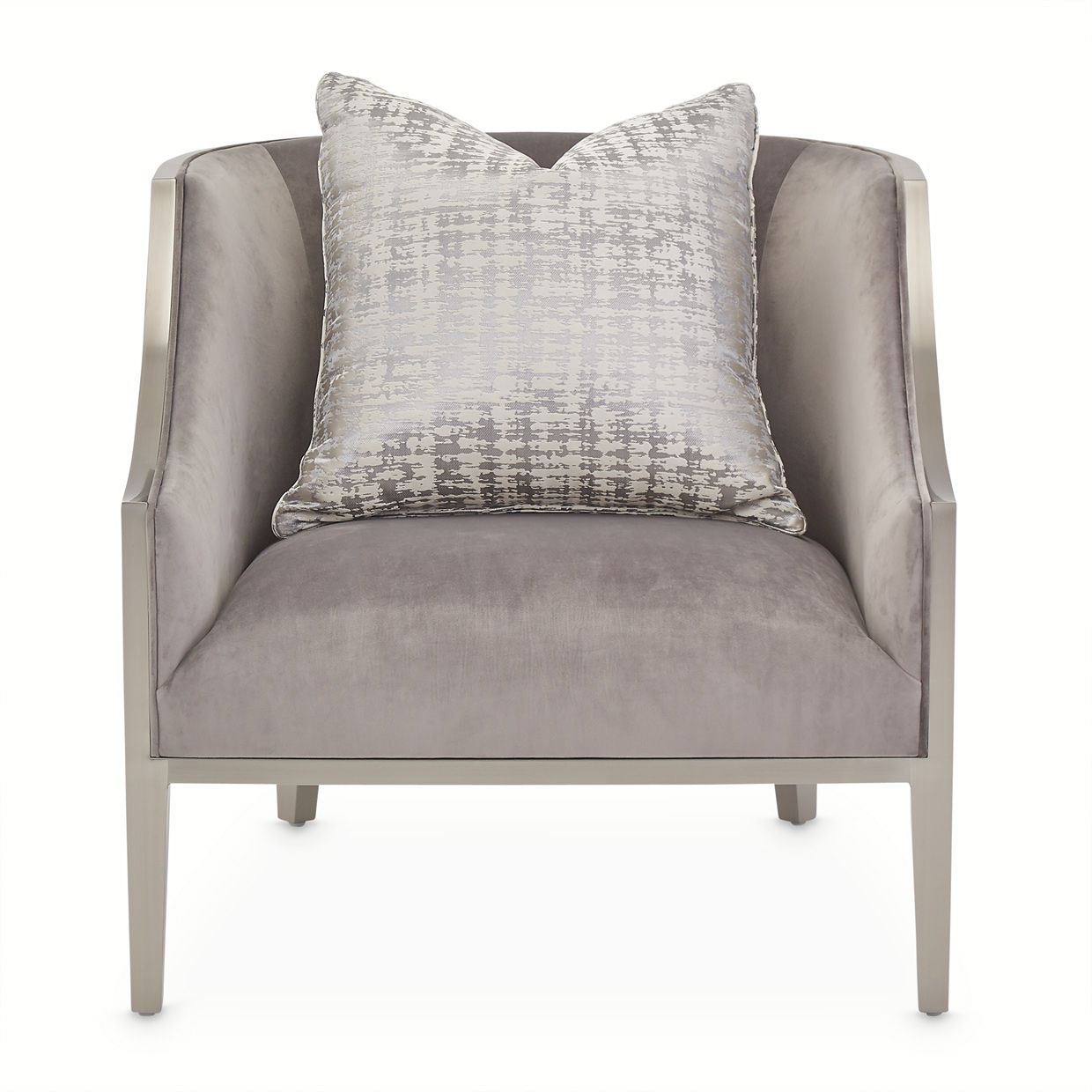 Roxbury Park - Velvet Accent Chair - Gray Pearl/Stainless Steel