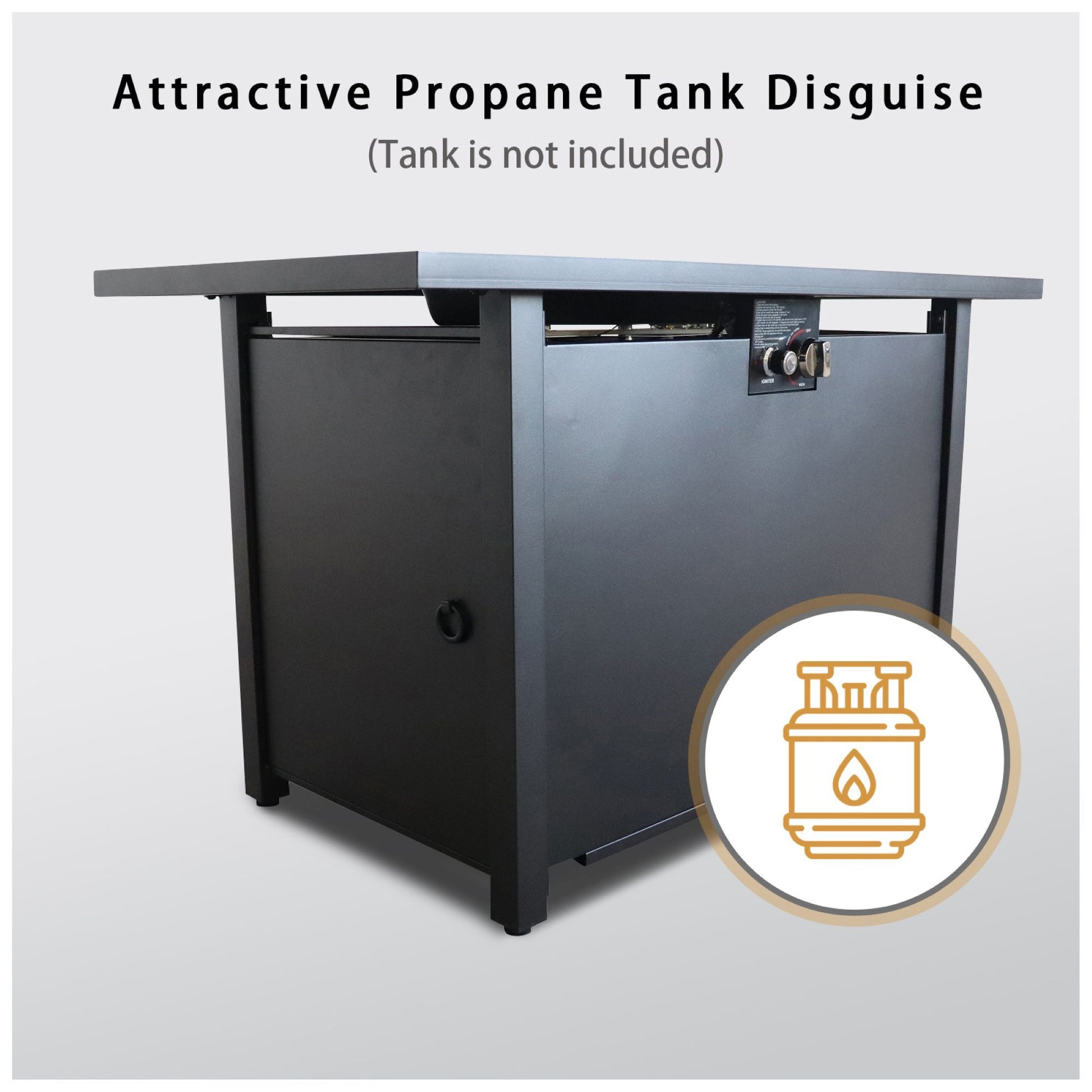 Outdoor Fire Pit Table With Lid Modern Design - Black - Best Buy Furniture