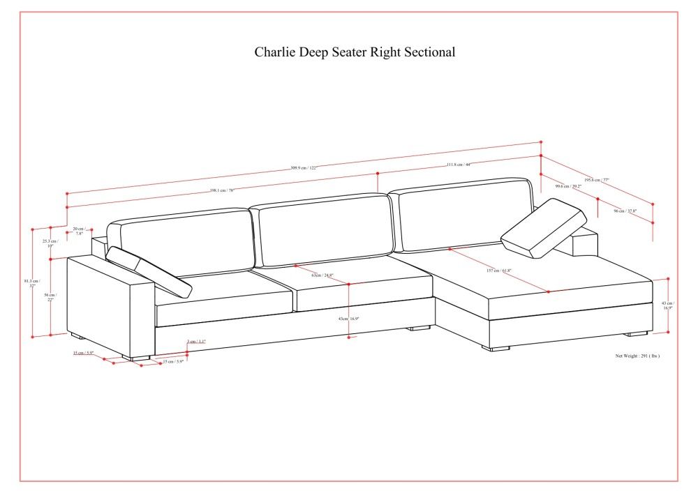 Charlie - Upholstered Deep Seater Sectional Sofa - Best Buy Furniture