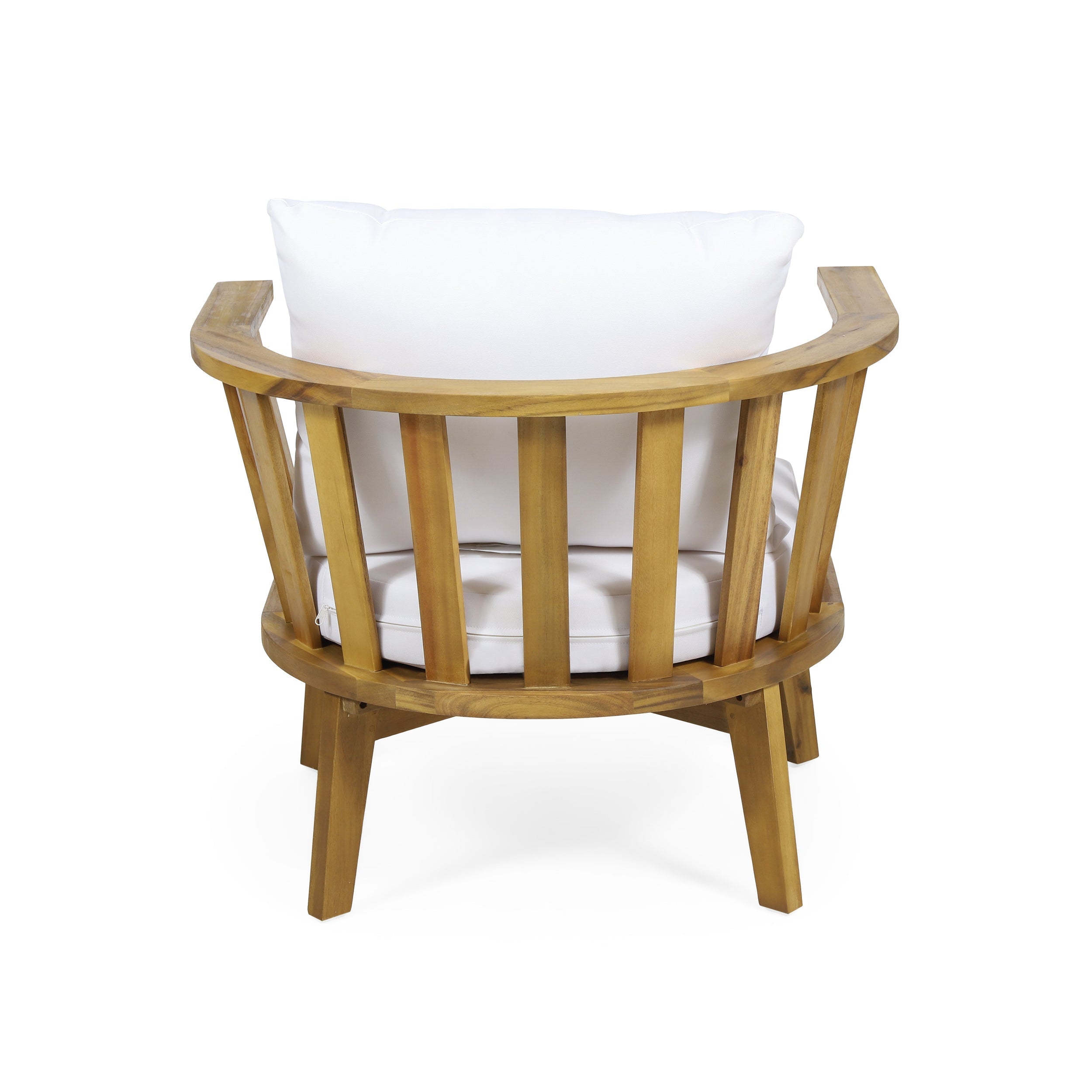 Outdoor Club Chair with Curved Backrest and Acacia Wood Frame