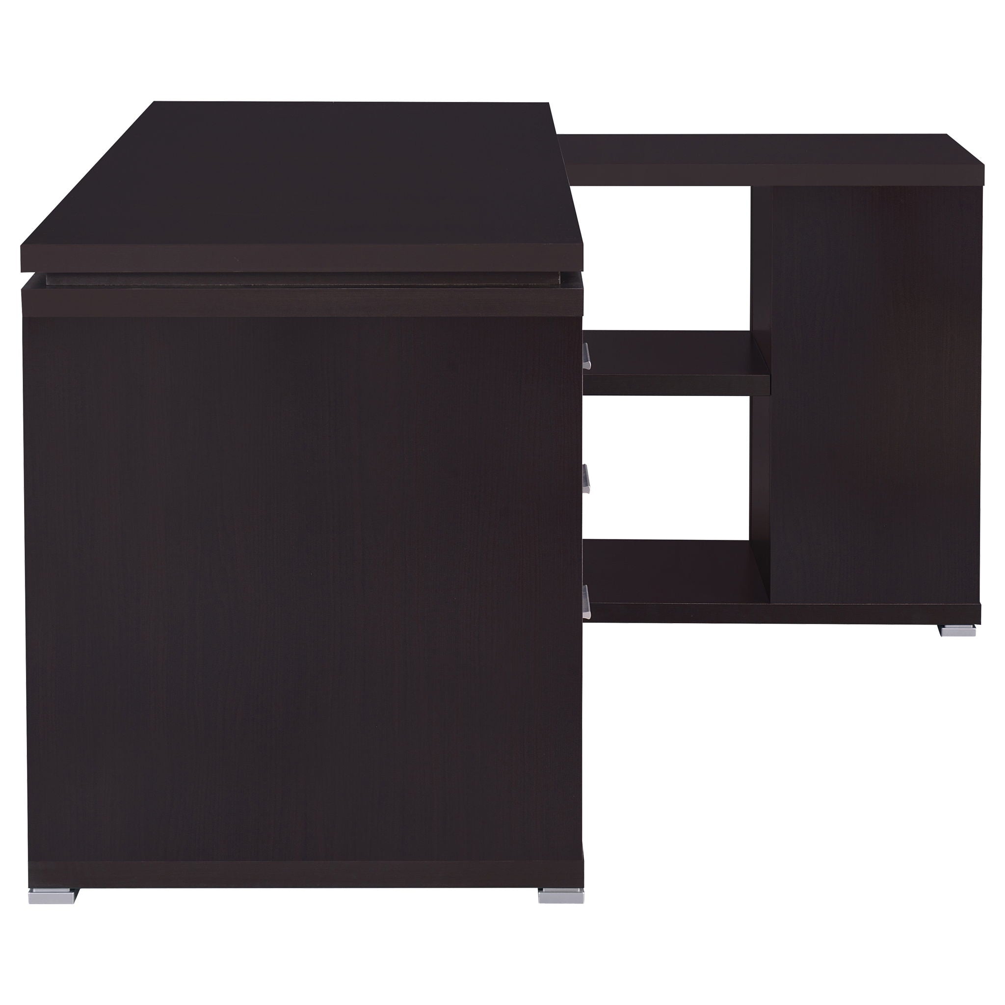Transitional L Shape Computer Desk With Multiple Storage And Built In File Cabinet