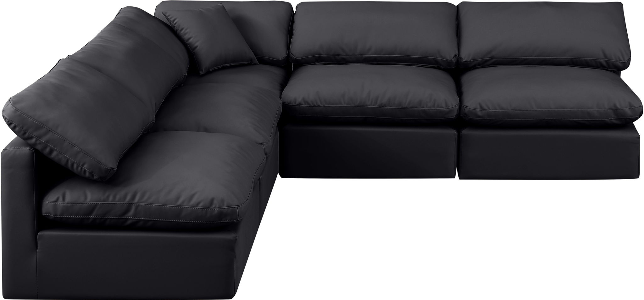 Indulge - Faux Leather 5 Piece Modular Corner Armless Sectional