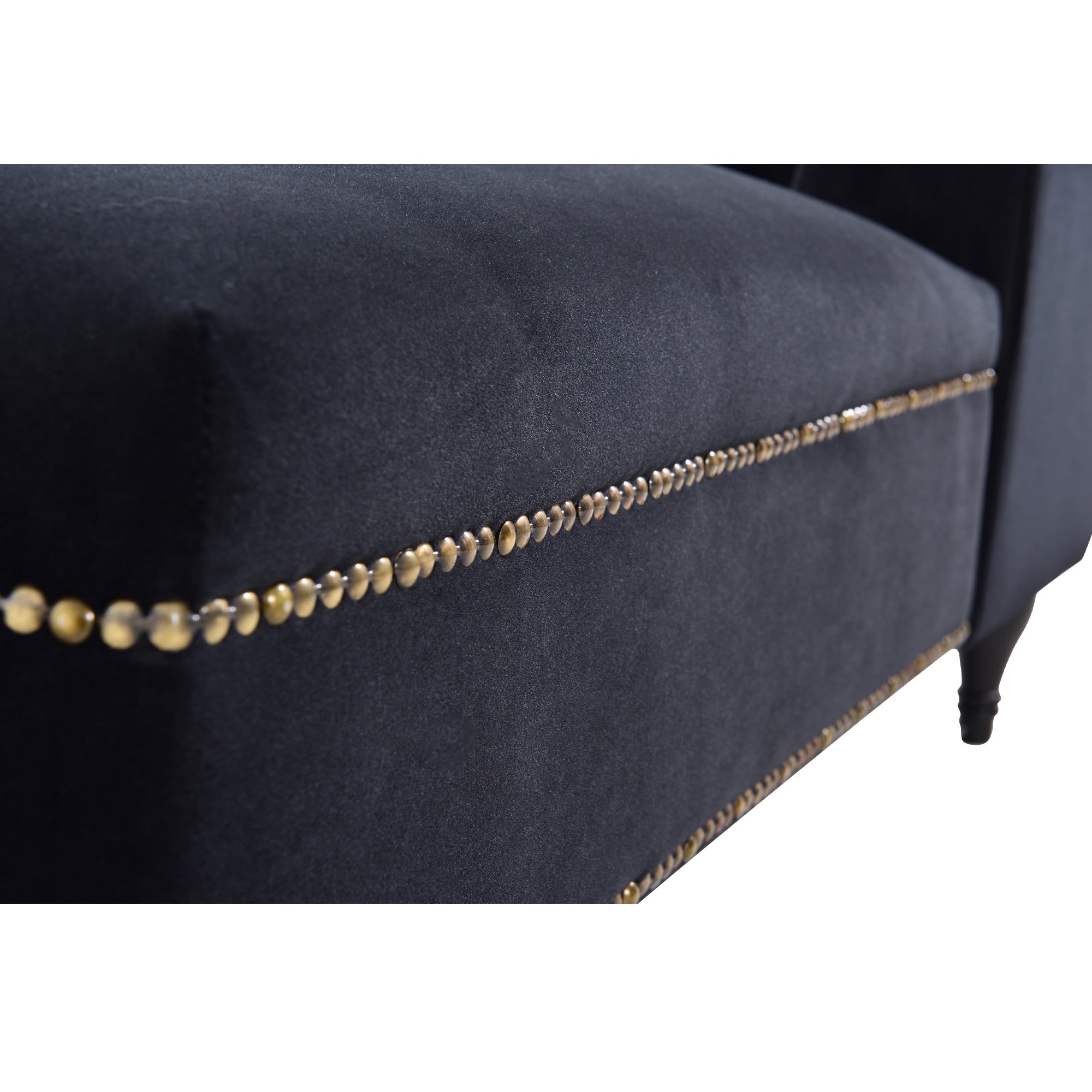 58" Velvet Chaise Lounge with Nailhead Trim and Solid Wood Legs