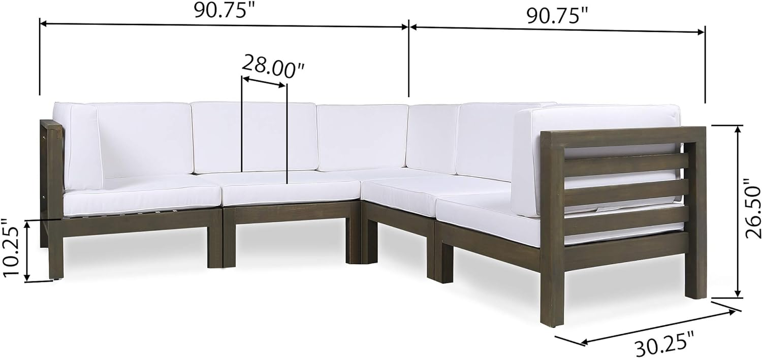 OANA 5-Piece V Shape Sofa Set, White