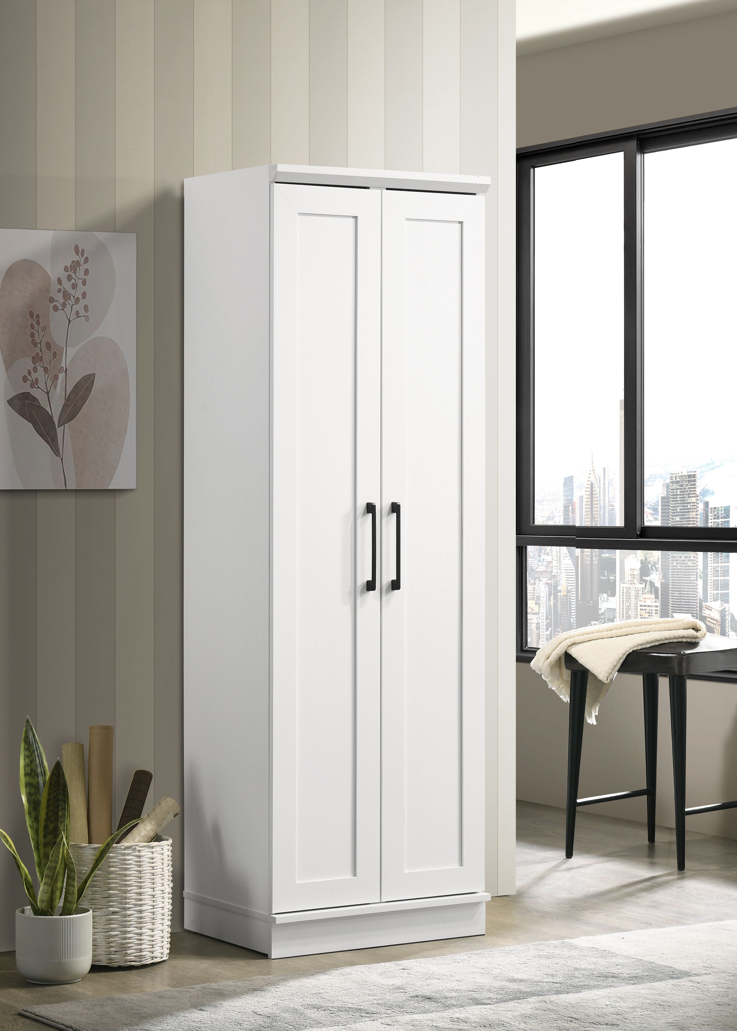 Evelyn - Sleek Storage Cabinet With Framed Panel Design - White - Best Buy Furniture